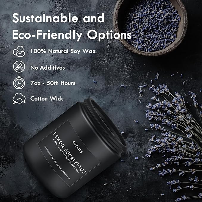 Lemon Eucalyptus Candle | Scented Candle for Home, Aromatherapy Candles - Soy Candles for Home Scented, Gift for Women Men, Home Fragrance Decoration -7oz