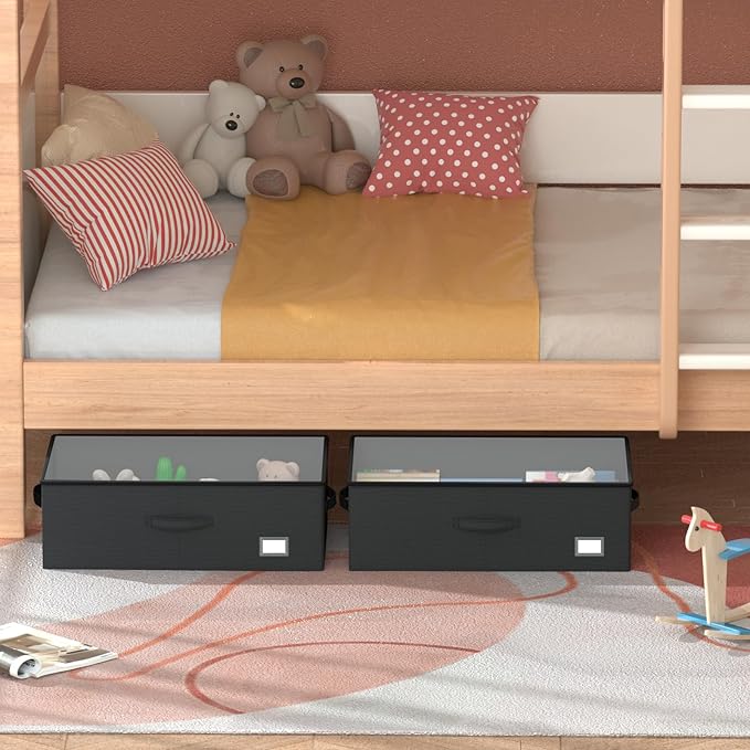 Underbed Storage Bins With Wheels, No Assemble Required 10 inches Height Large Capacity Rolling Underbed Shoe Storage Containers，Dorm Underbed Storage Drawers