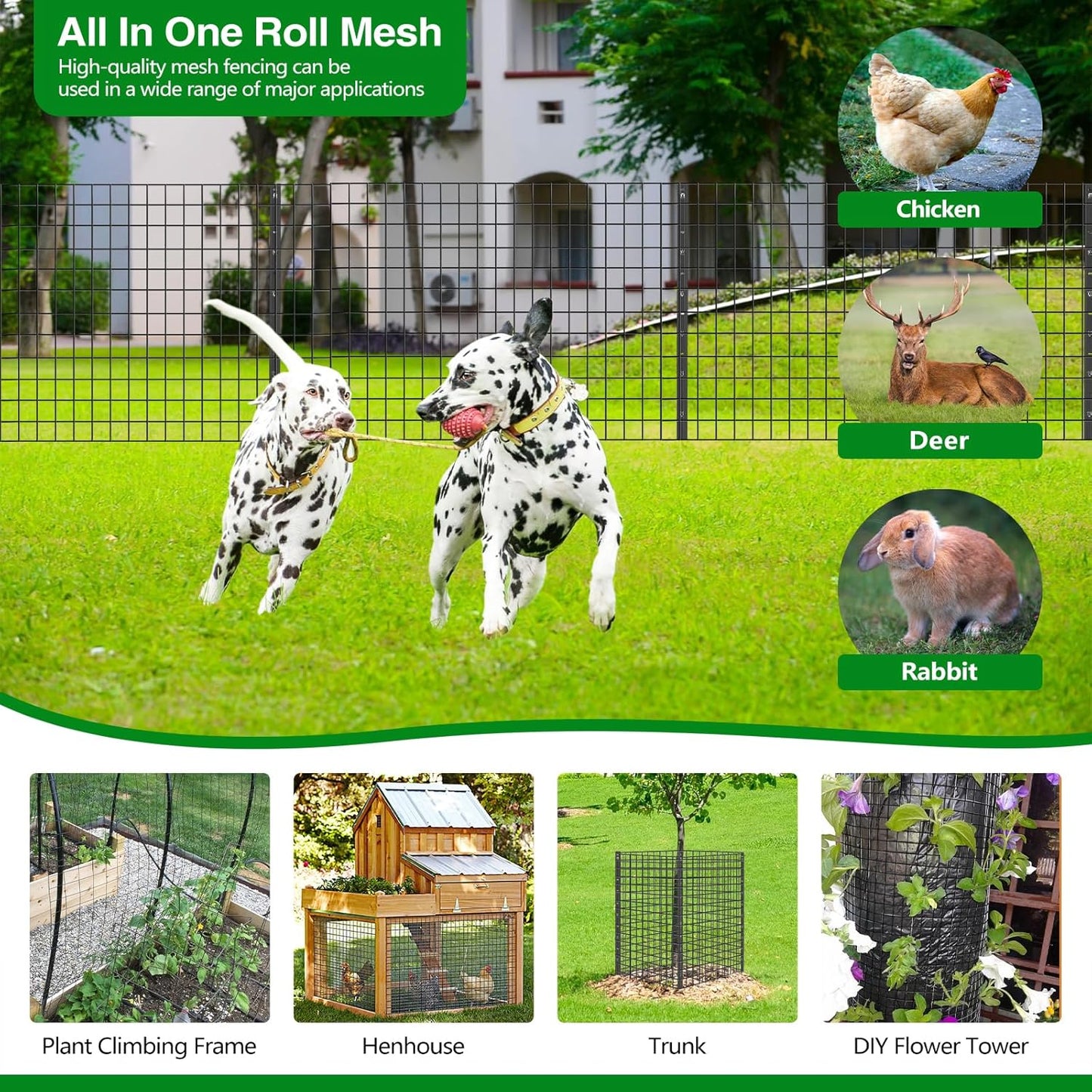 Wire Fence, 24 in(H) X 50 ft(L) PVC Coated Welded Wire Fencing 2" X 2" 16GA Garden Border Vinyl Metal Chicken Wire Fencing Mesh Roll for Yard Vegetable Plant Protection Poultry Netting Black