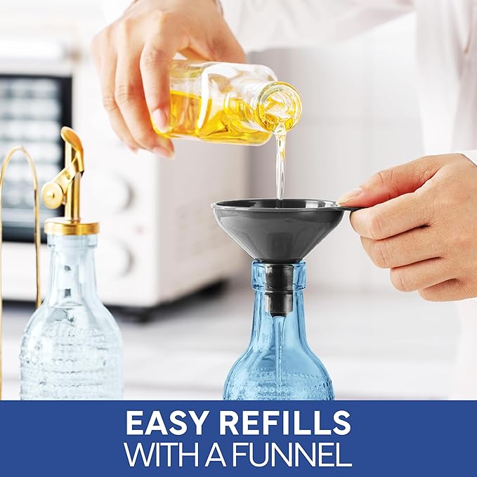 COOK WITH COLOR Glass Olive Oil Bottle Dispenser - 2 Pack- 17oz Oil and Vinegar Cruet - Olive Oil Carafe Decanter for Kitchen