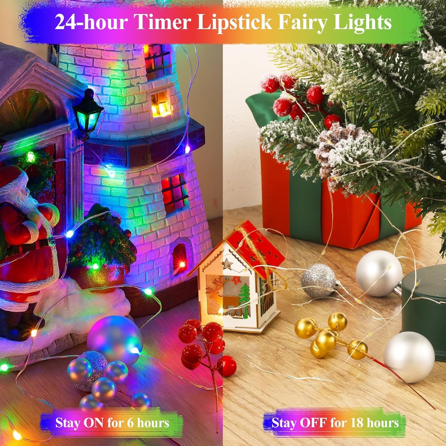 Lakumu Battery Operated String Lights, Twinkle Lights with Timer, Mini LED Fairy Lights for Bedroom, Christmas Decorations, Wedding, Vine, Centerpiece Table Decor (5M/16FT Multicolor)