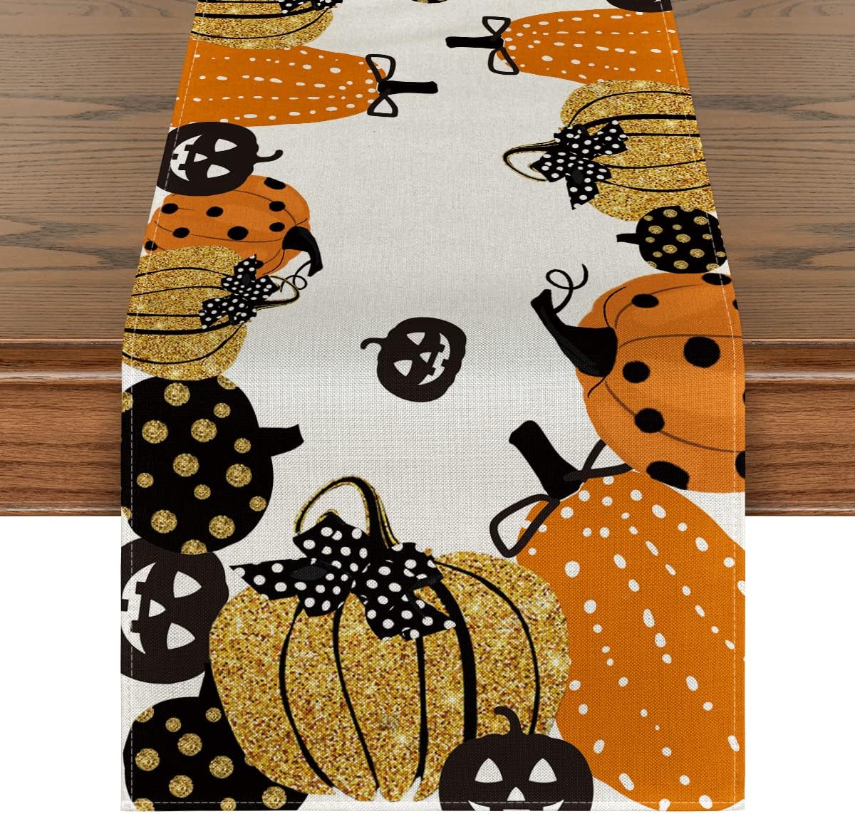 Artoid Mode Halloween Jack-O-Lantern Pumpkin Table Runner, Holiday Kitchen Dining Table Decoration for Indoor Outdoor Home Party Decor 13 x 60 Inch