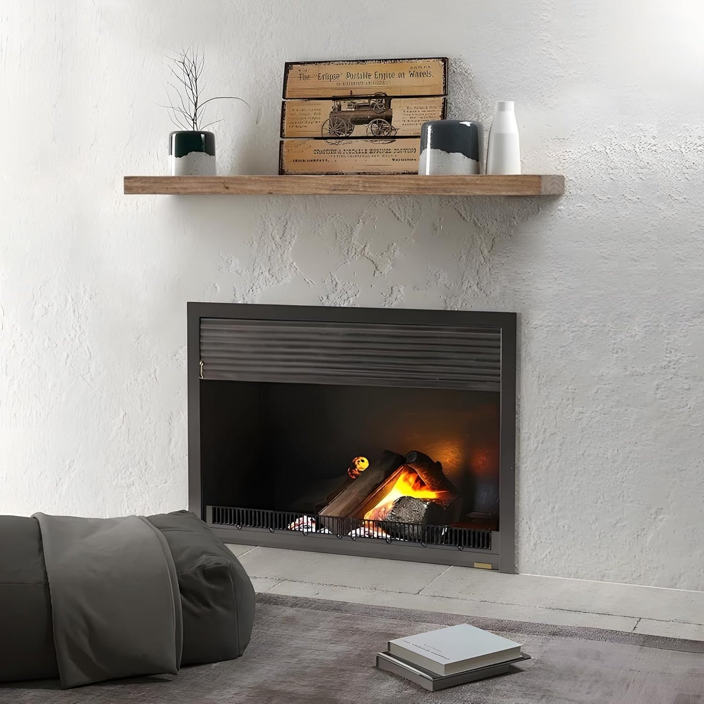 Floating Shelves | 8" Deep Rustic Reclaimed Barnwood Wall Hanging Shelves with Invisible Heavy-Duty Metal Bracket | Wall Mounted | Farmhouse Style | 36 inches, 2 PCs, Distressed Natural