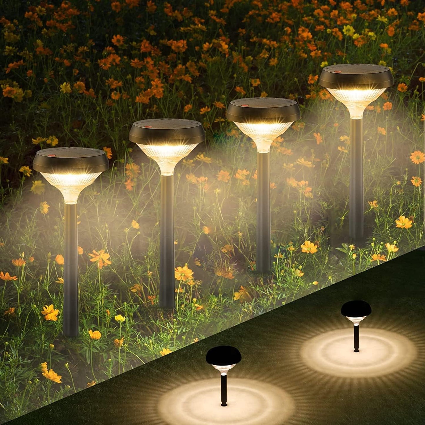 Linkind Solar Lights Outdoor 8 Pack, Solar Pathway Lights, Warm White Landscape Path Lights Waterproof for Walkway Yard Garden Driveway