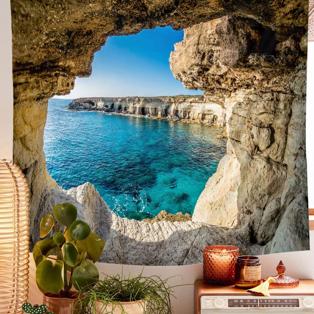 Llamazing Forest Tapestry - Magic Landscape for Living Room & Bedroom Decor (Sea, 60''L51''W)