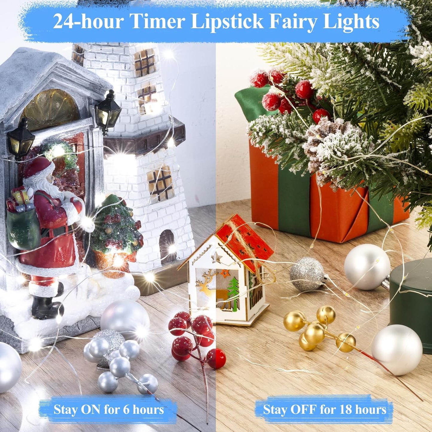 Lakumu Fairy Lights Battery Operated String Lights, Twinkle Lights with Timer, LED Fairy Lights for Bedroom, Christmas Decorations, Wedding, Vine, Centerpiece Table Decor (5M/16FT Cool White)
