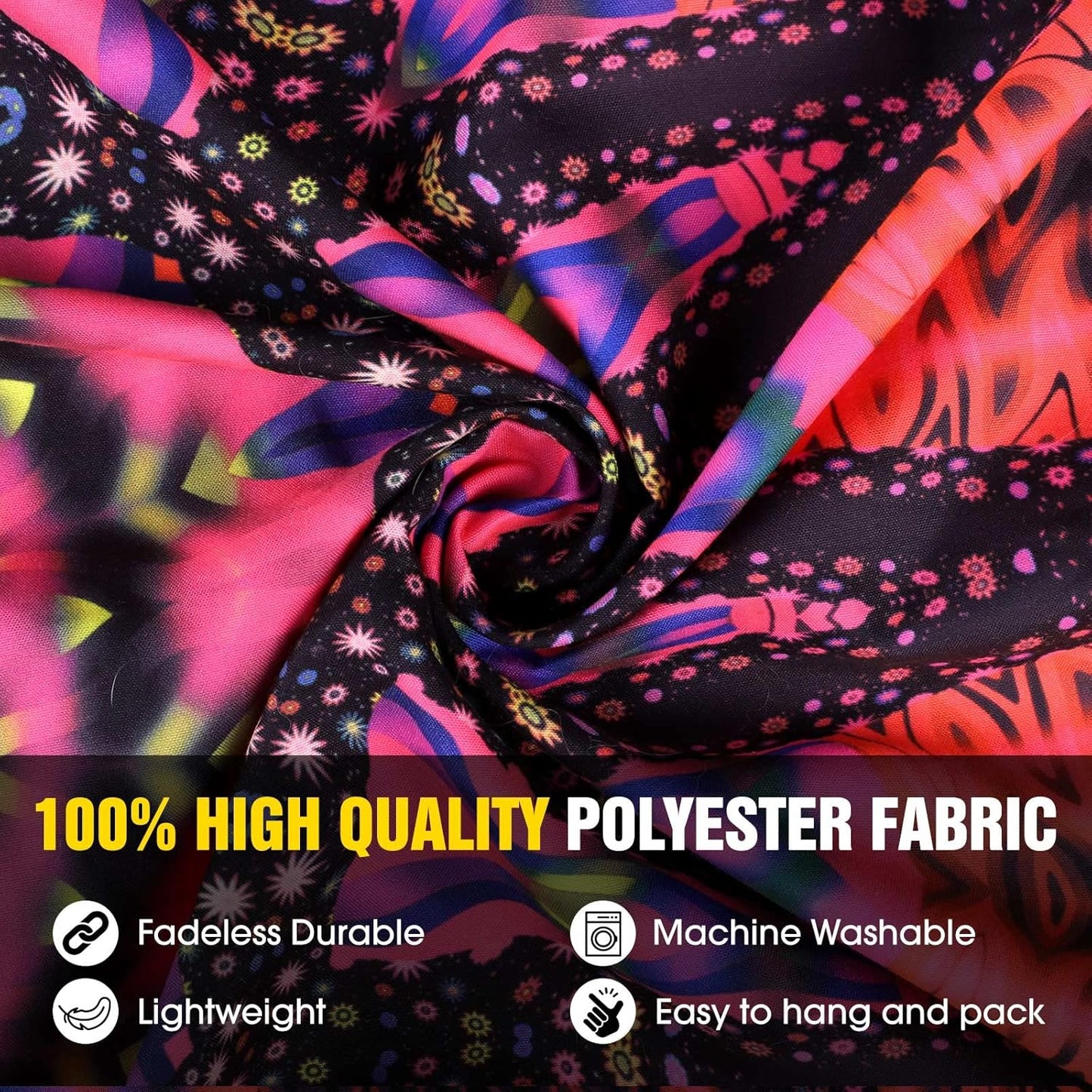 ADDWel Blacklight Mandala Boho Tapestry Glow In The Dark, Black Light Bohemian Hippie Poster Wall Hanging for Bedroom Aesthetic Wall and Room Decor (90" x 70", Mandala)