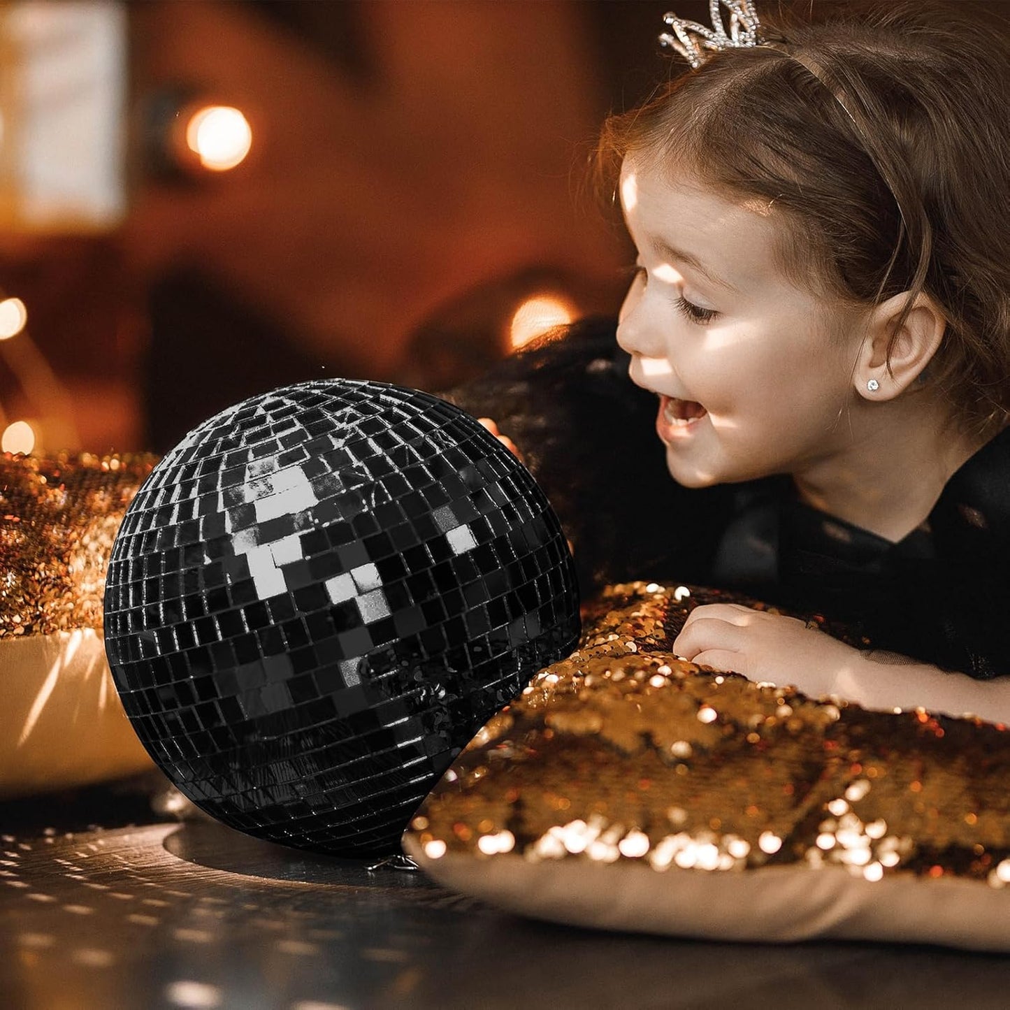 LONGKING 3776 Pieces Self-Adhesive Mirror Tiles, Square Mirror Stickers Mosaic Tiles, Glass DIY Craft Decoration, Disco Ball Tiles(Black)