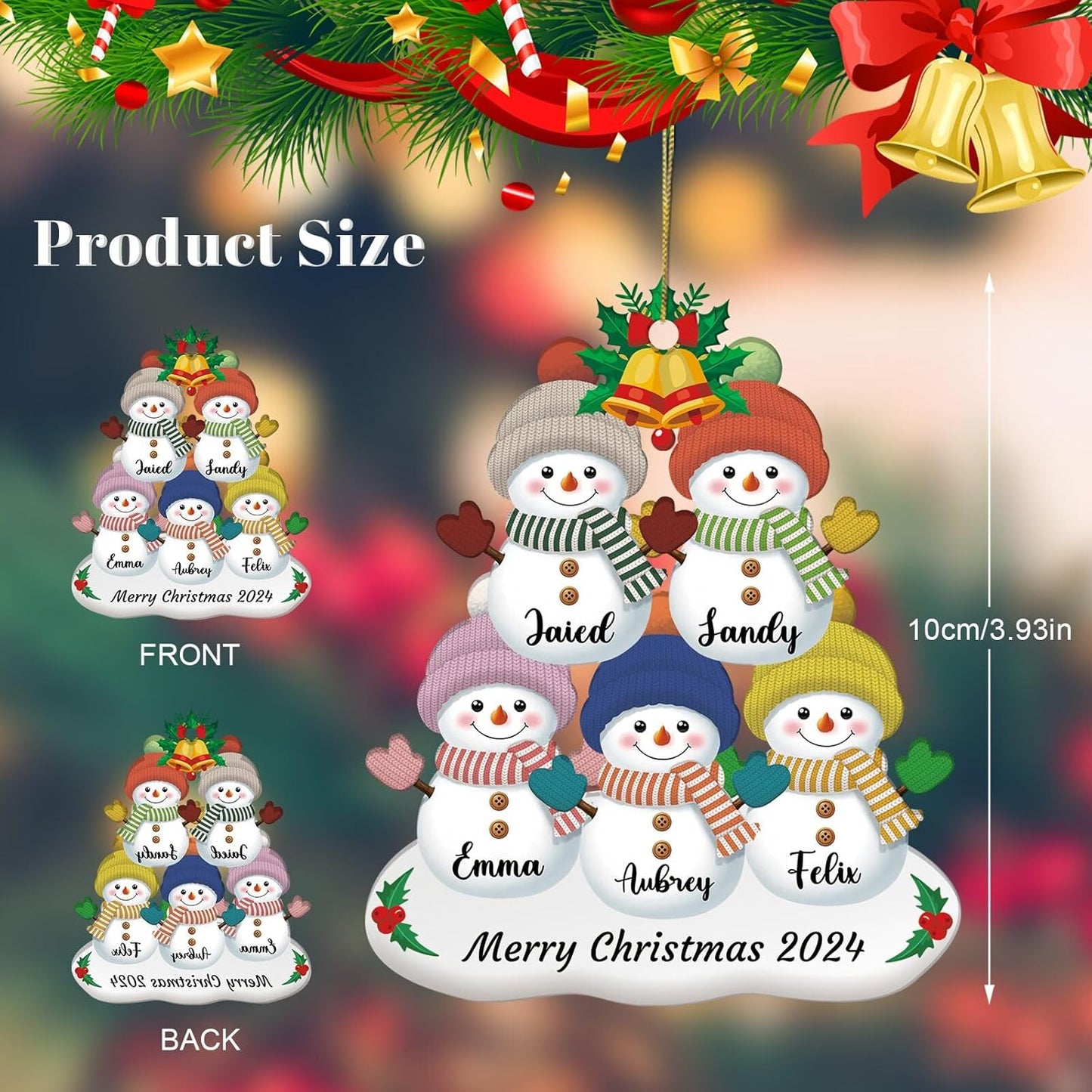 Personalized Snowman Christmas Ornament 2025, Photo Acrylic Customized Family Christmas Snowman Ornament with Picture for Xmas Tree Decor Custom Gifts