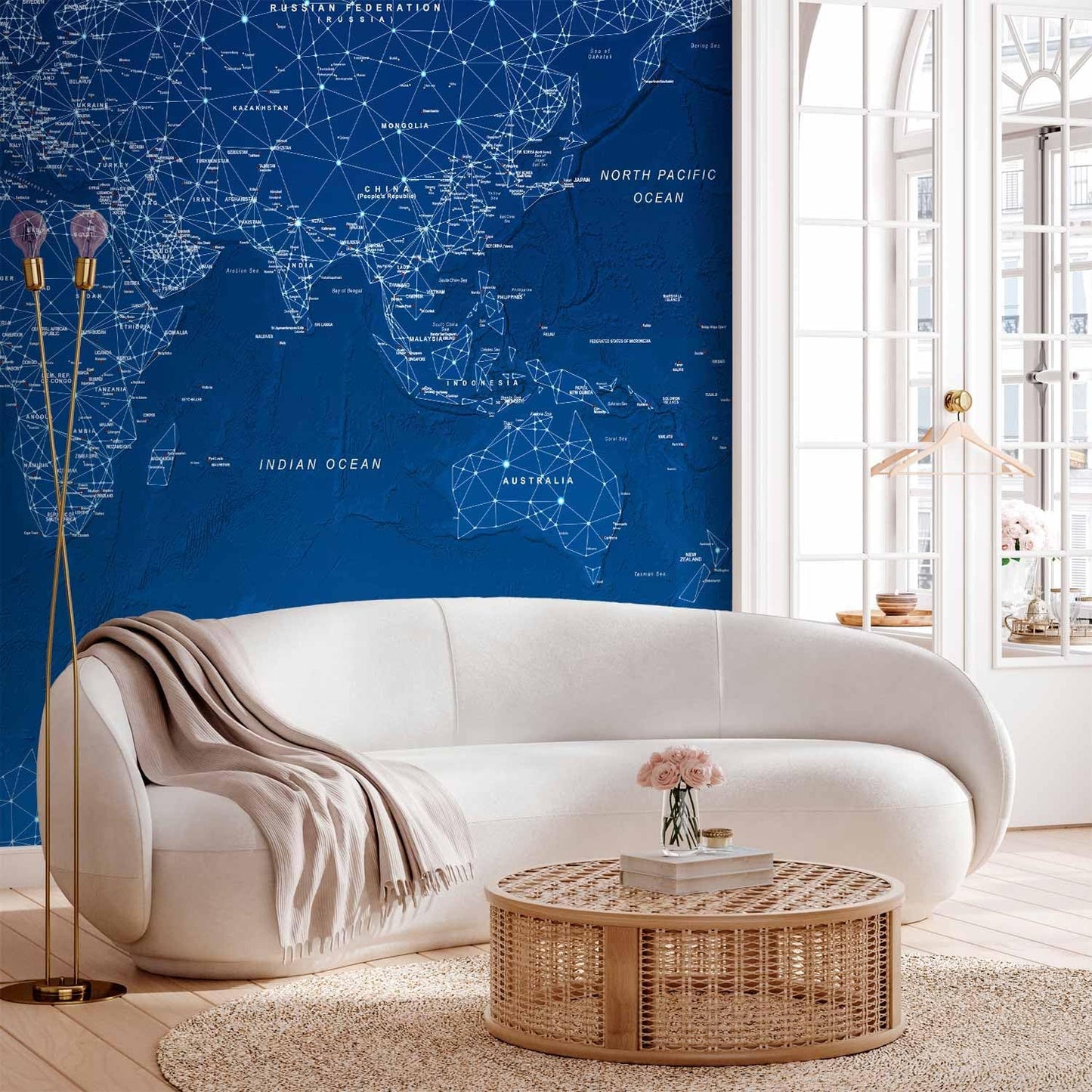 artgeist Premium Wall Mural World Map 157x110 in - XXL Non-Woven Wallpaper Fleece Wall Decor Photo Print Picture Image Design Home Map of The World k-A-0125-a-a