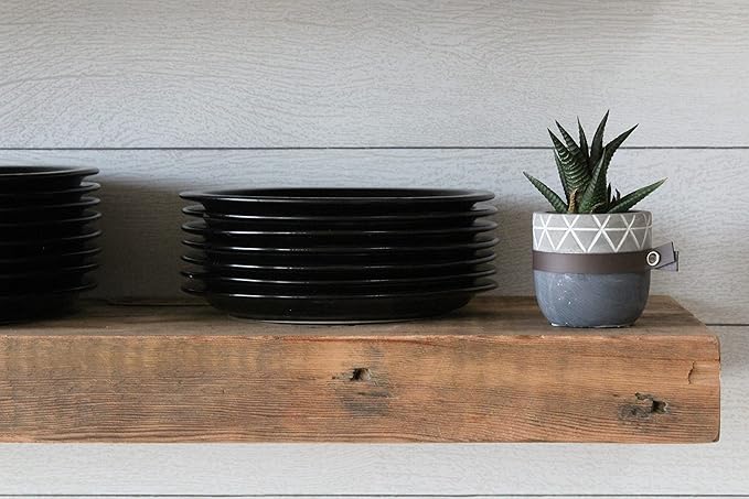 Urban Legacy Reclaimed Barn Joist Deep Floating Shelves | Deep Shelves with Low Profile Shelf Bracket with High Weight Capacity, Set of 2 (48" x 11" x 2.5", Natural)