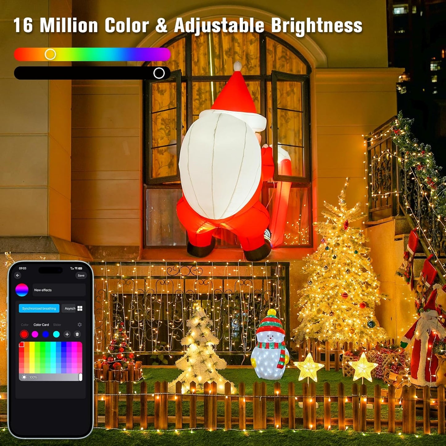 JMEXSUSS 600 LED RGB String Light Outdoor Indoor, Christmas Lights Outdoor Clear Wire Christmas Lights Plug in for Bedroom Tree Room Party Birthday Decorations