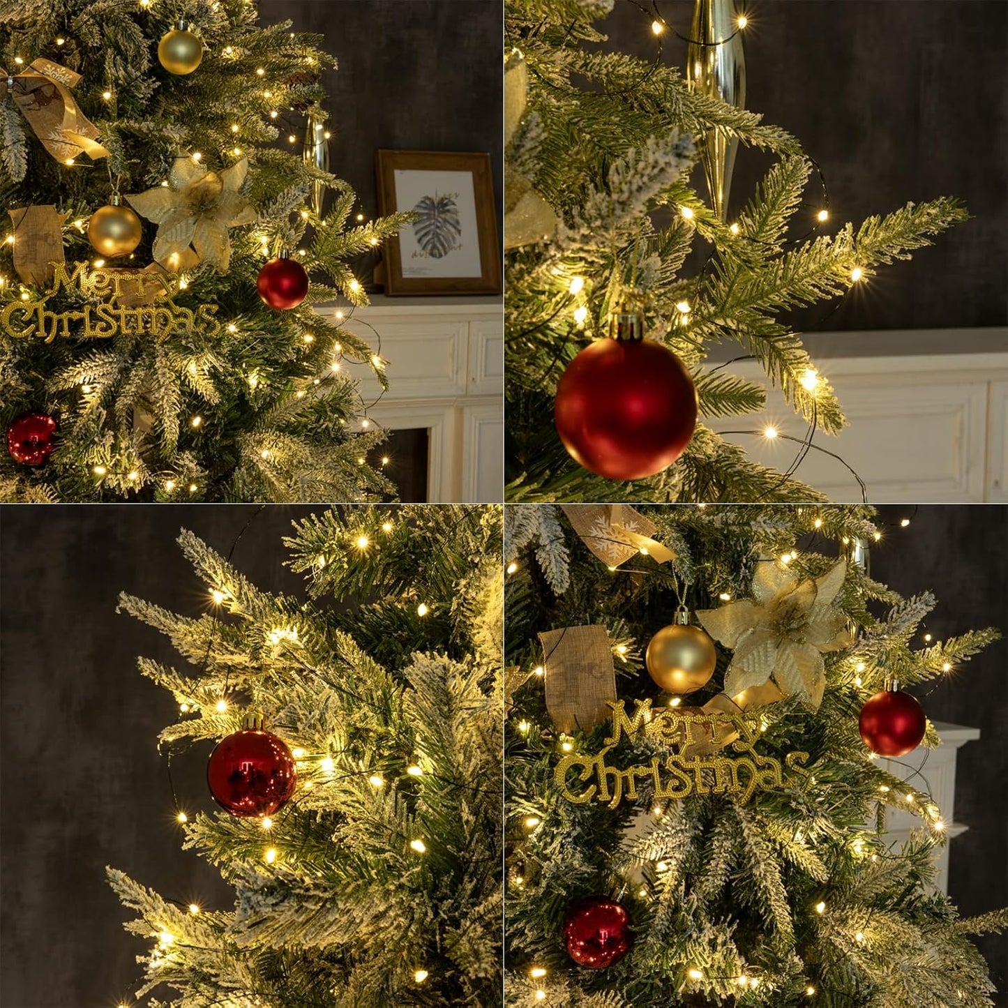 Solar String Lights for Outside,33FT 100LEDs (4 Pack) Solar Fairy Lights,Waterproof 8 Modes Outdoor String Light for Patio Garden Backyard Tree Balcony Christmas,Green Wire,Warm White