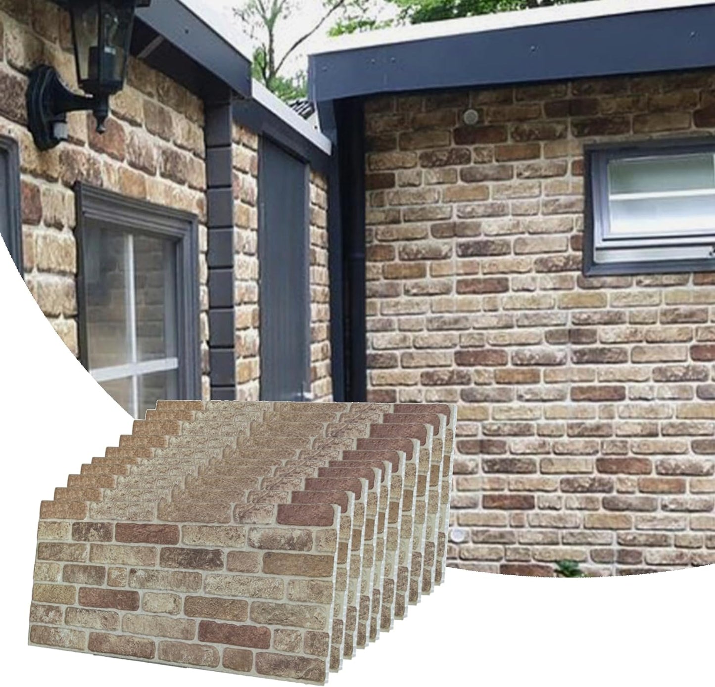 Dundee Deco 3D Wall Panels Faux Brick - Cladding, Light Brown Stone Look Wall Paneling, Styrofoam Facing for Living Room, Kitchen, Bathroom, Balcony, Bedroom, Set of 10, Covers 53 sq ft