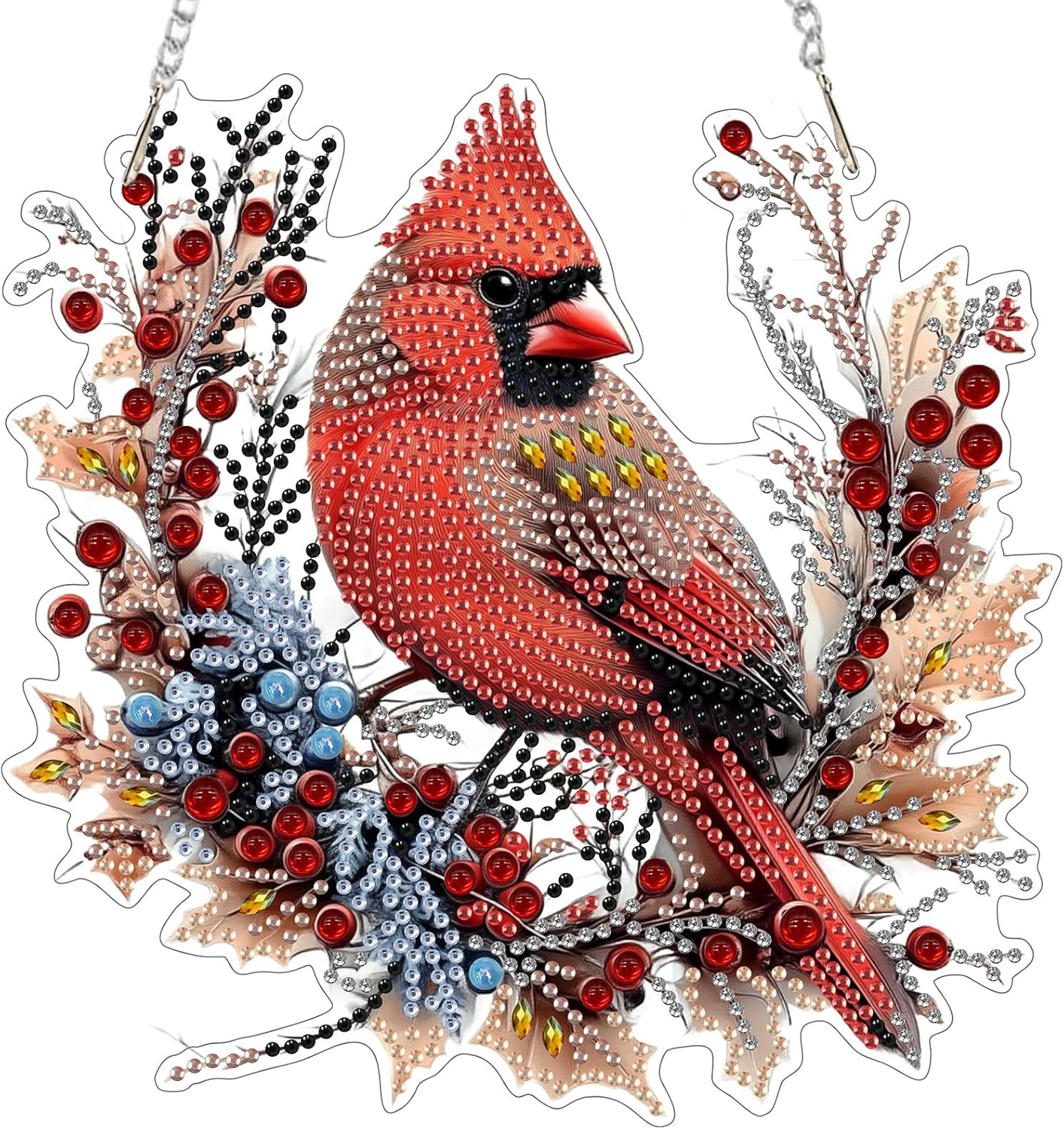 EOBROMD Diamond Hanging Art Kits for Adults Cardinal Birds, Suncatcher Diamond Art Painting, DIY Special Shaped Rhinestone Kits for Adults, Window Pendants Home Garden Wall Hanging Ornament