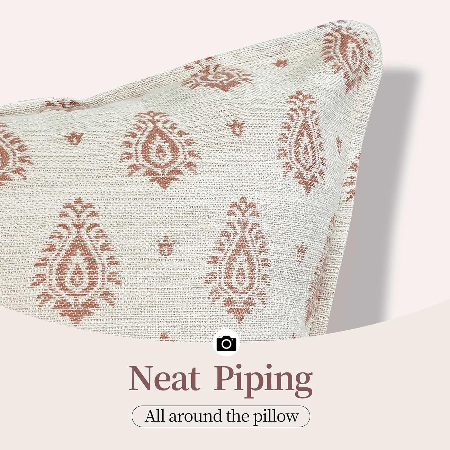 Decorative Vintage Burlap Linen Throw Pillow Covers Pack of 2 Modern Farmhouse Pillowcase Beige Paisley Couch Pillows 20x20 Inch For Sofa Bed Living Room Home Decor