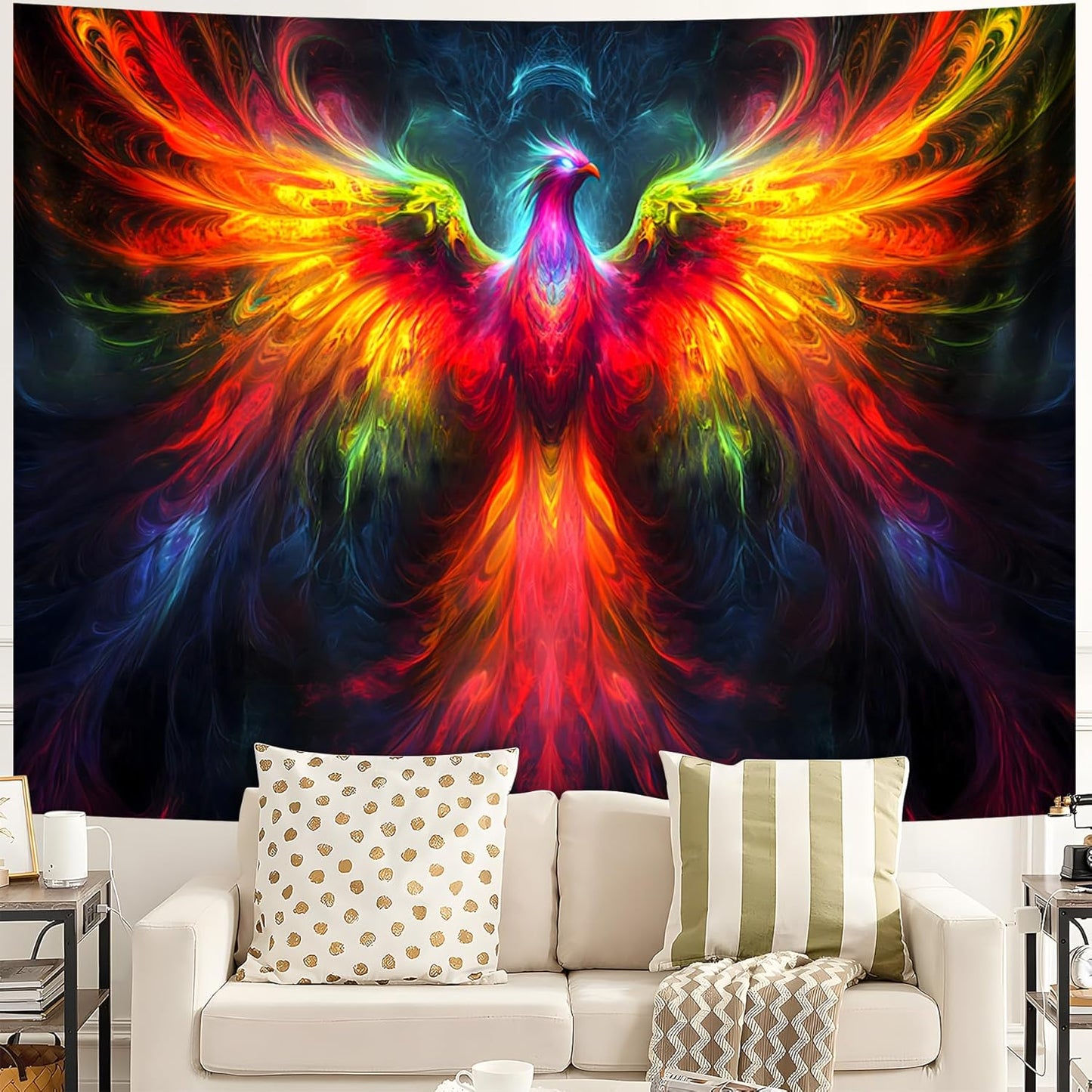 Blacklight Tapestry,WingTapestry Glow In The Dark,UV Reactive Black Light Upright Posters Wall Hanging for Bedroom Dorm Living Room Backdrop Decor (wing16, 90L" x 70W")