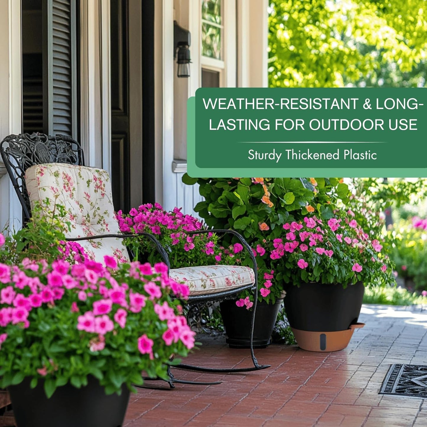 12/10/8 Inch Self Watering Pots for Indoor Plants Plastic Large Plant Pot for Outdoor Plants, Water Level Window & Spacious Reservoir Flower Pots Decorative Planter with Drainage and Tray (Black)