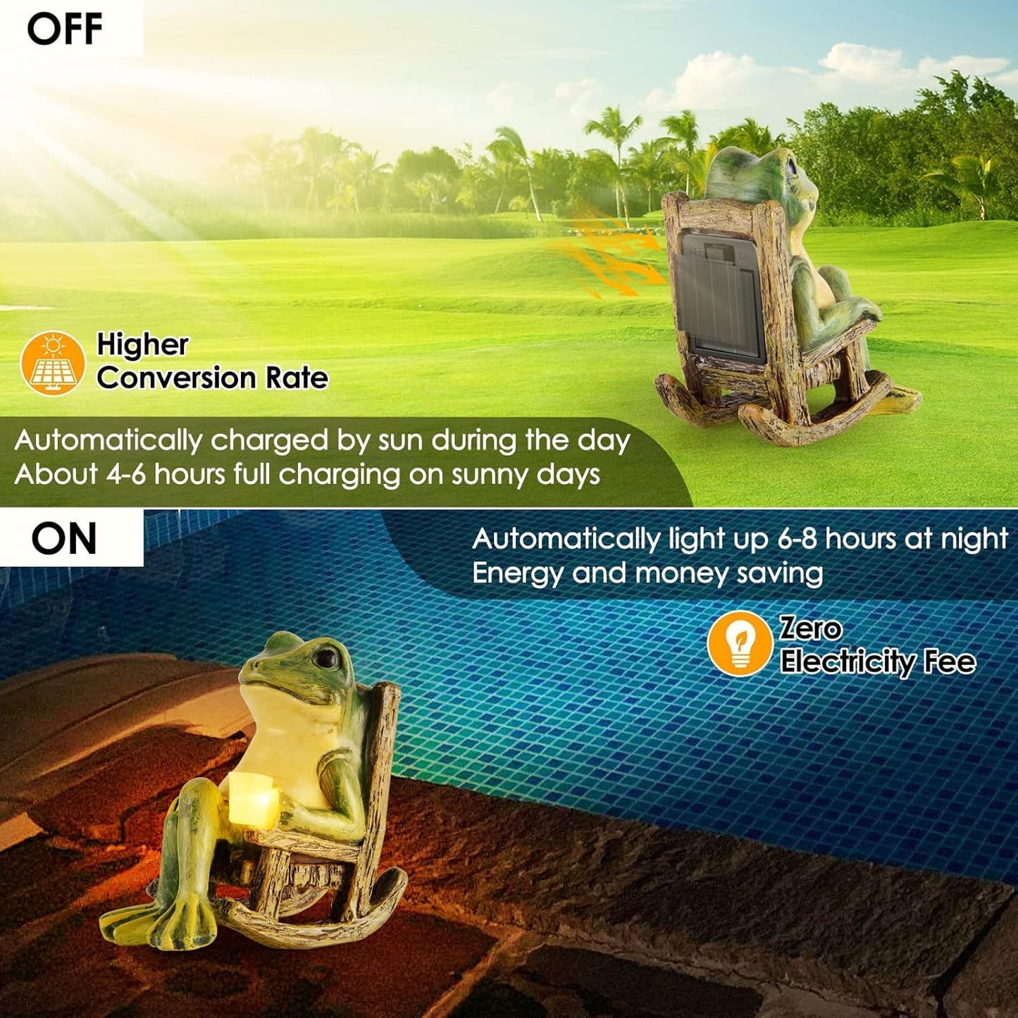 Miniature Frog Garden Statue Gifts Home Halloween Decorations Fairy Garden Accessories Outdoor Lights Solar Garden Frog Decor Art Housewarming Gift for Patio,Yard,Lawn Ornament,3.89"x2.36"x3.93