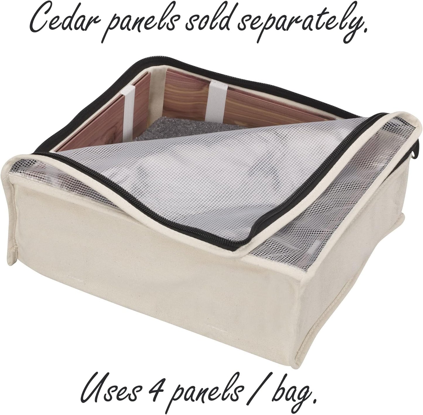 Household Essentials 3321-1 Cedarline Natural Cotton Canvas Zippered Sweater Bag | Storage Bag for Closets and Under the Bed | 2-Pack