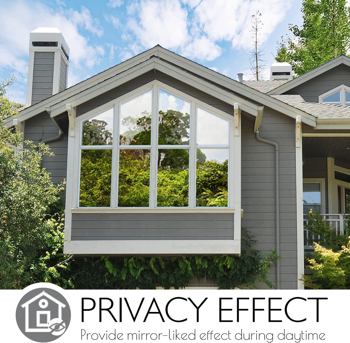 HIDBEA One Way Mirror Window Privacy Film Daytime, Heat Control Sun Blocking, Reflective Window Tint for Home Non-Adhesive Self Static Cling Window Sticker (Blue-Silver, 35.4 Inch x 16.4 Feet)