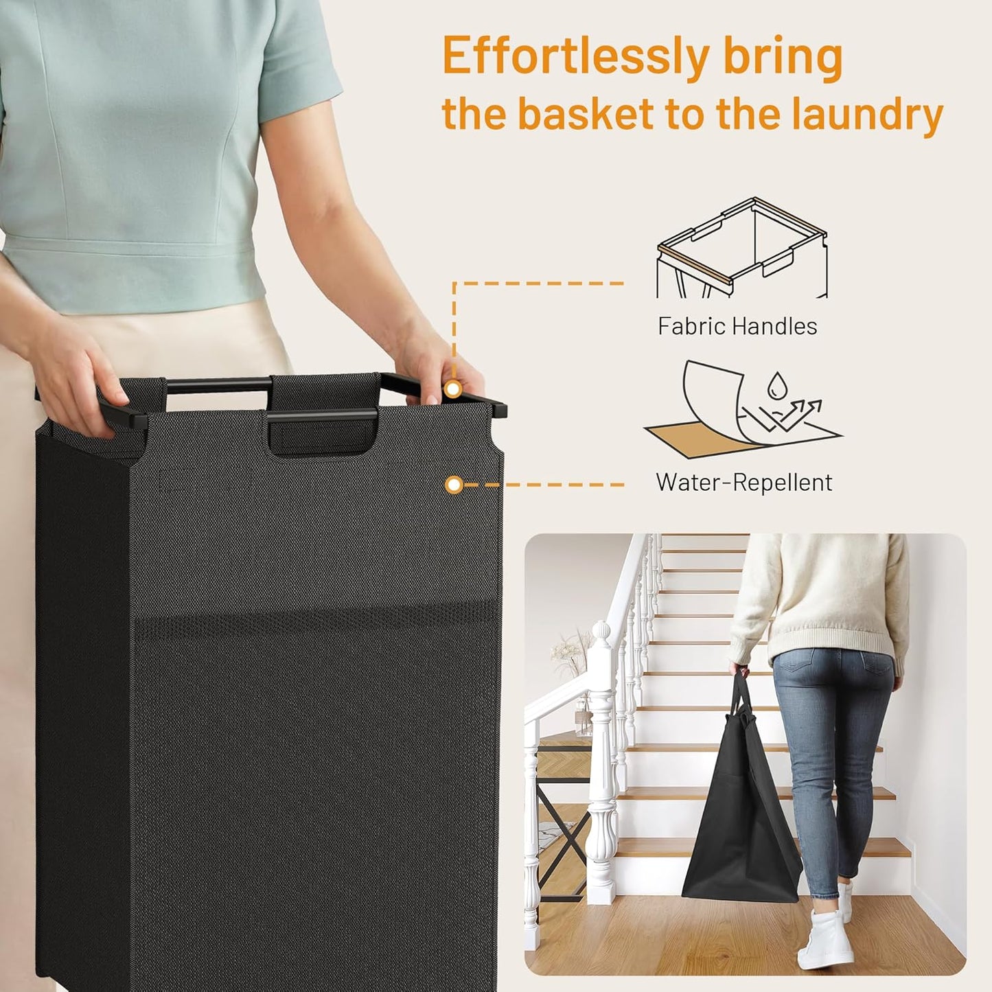Lulive Double Laundry Hamper with Shelf, Laundry Basket with 3 Tier Storage Shelves & 4 Removable Hooks, Tall Laundry Sorter Clothes Hamper with Pull-Out Bags for Bathroom, Laundry Room