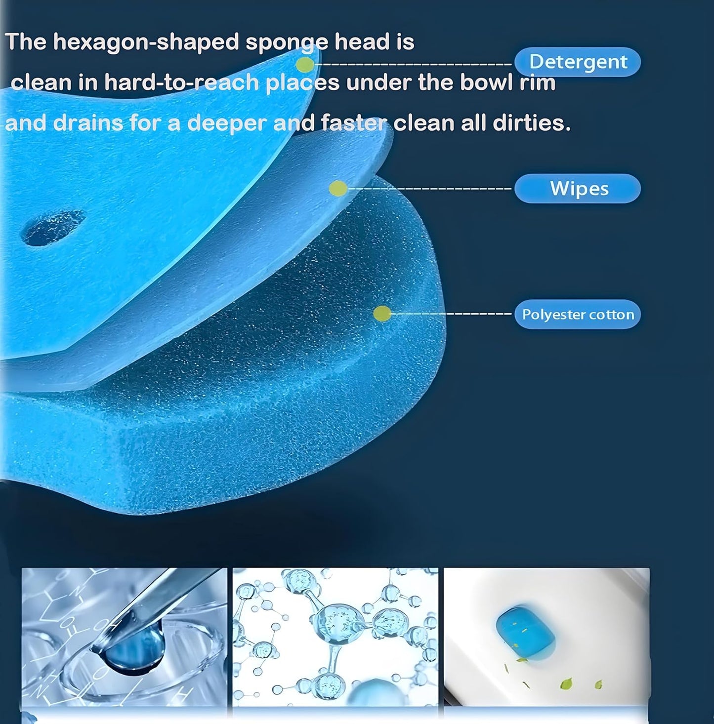 56 Count Toilet Bowl Wand Refills, KIRIKIT Wall-Mounted Disposable Toilet Cleaner Brush Heads for Bathroom Toilet Scrubber Cleaning Accessories, Lavender, Lemon, Ocean