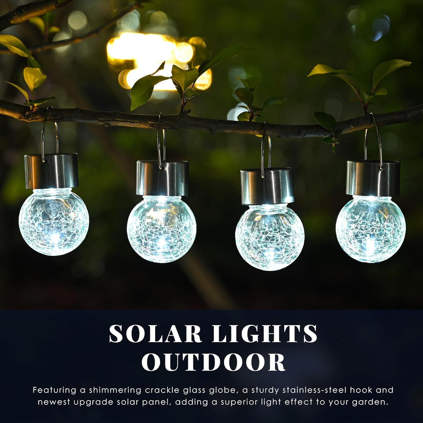 Solpex 12 Pack Hanging Solar Lights Outdoor,Solar Outdoor Lights Decorative, Solar Powered Waterproof Lights, Hanging Globe Light for Garden, Yard, Patio, Lawn, Flower Bed(Cold White)