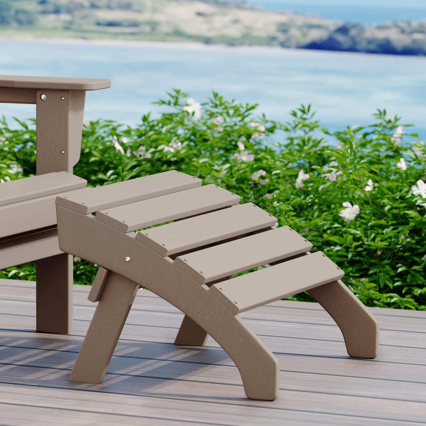 WestinTrends Dylan Outdoor Patio HDPE Adirondack Ottoman Footrest, Weathered Wood