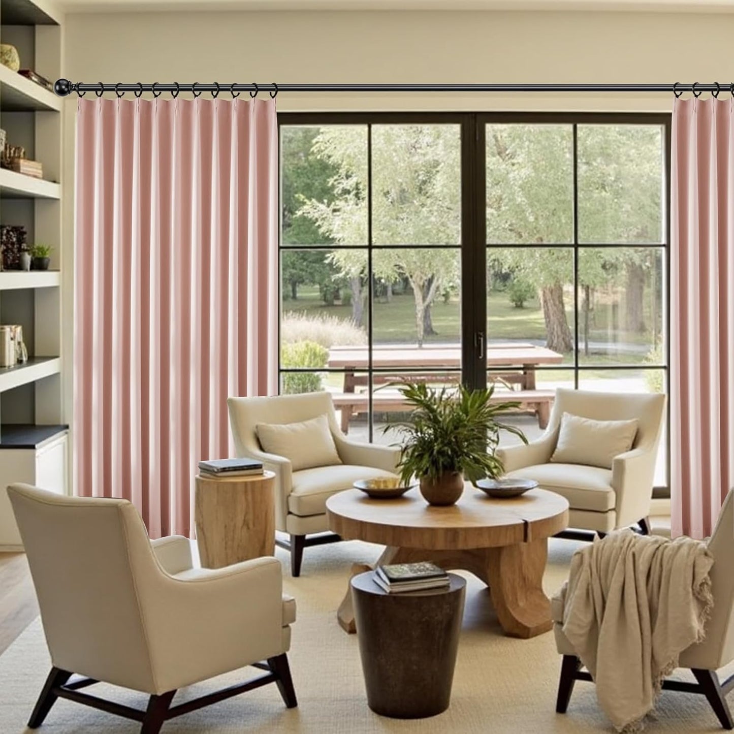 KangBang Elegant Pleated Curtains 120 Inches Long for Hall Windows, Room Darkening Window Treatment Privacy Draperies for Living Room, Aesthetic Modern Decor(Baby Pink,40”Wx120”L,2 Panels)