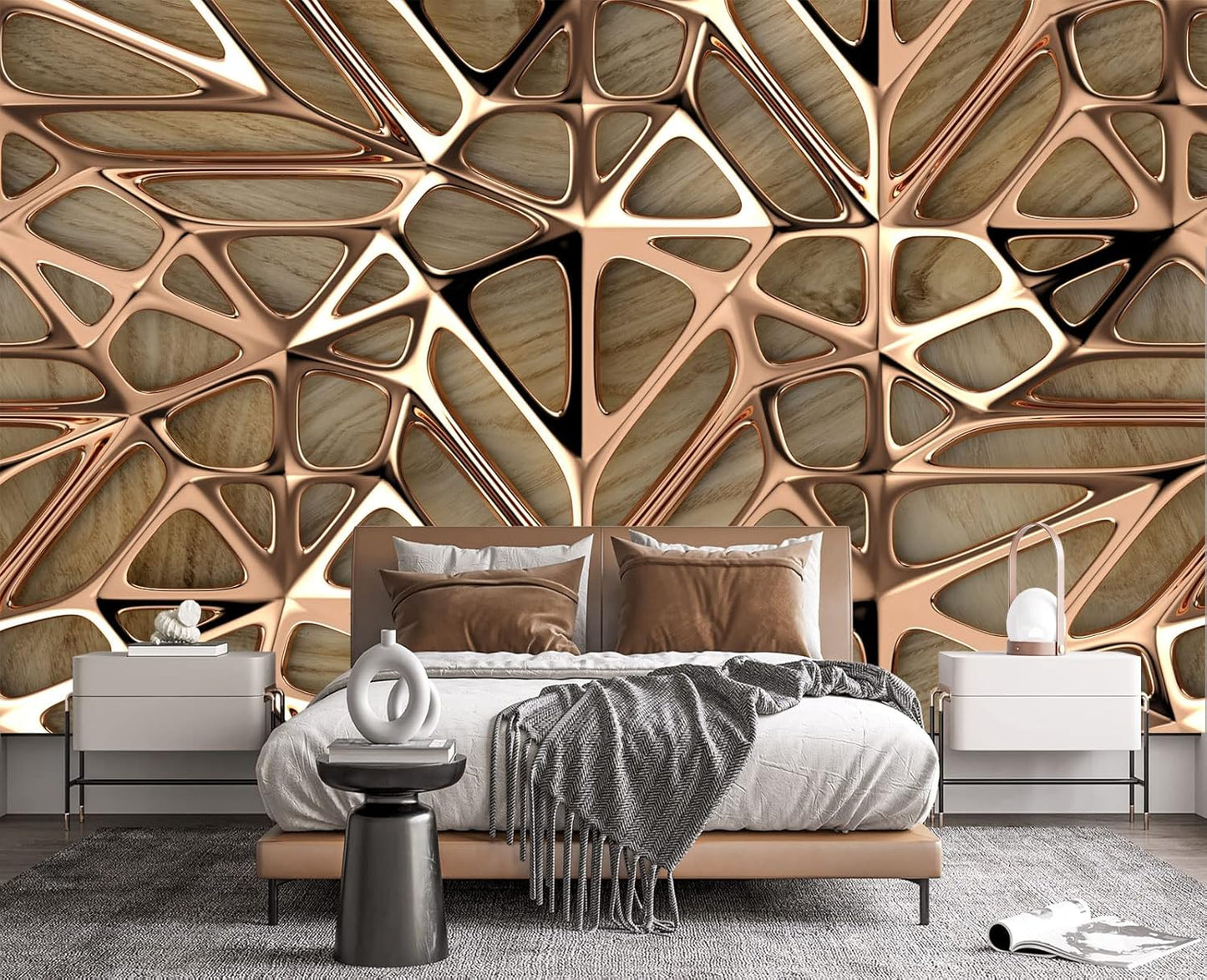 3D Metal Wall Mural Wallpaper for Bedroom 178" x 117"