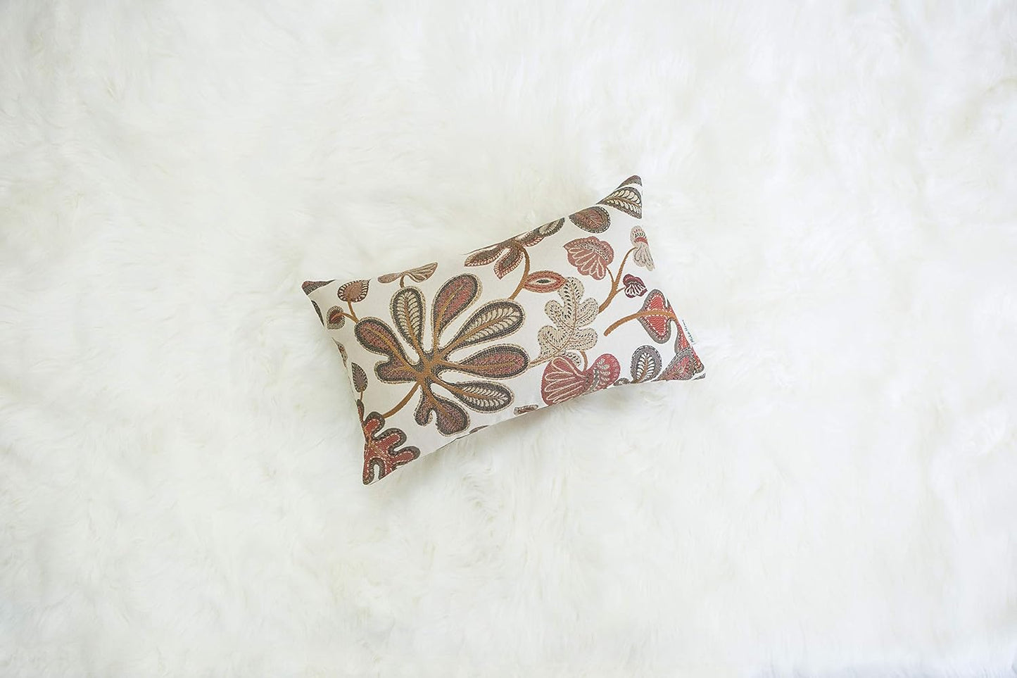 Set of 2 Jacquard Tropical Leaf Pattern Oblong Throw Pillow Covers Accent Pillowcase 12X20 Inches,Coral Cream