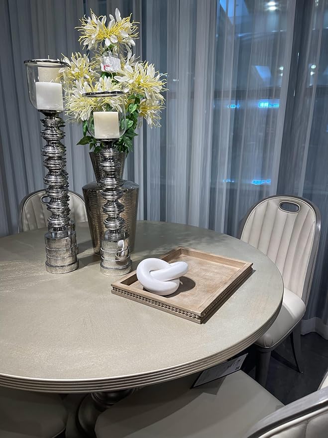 Wood Decorative Tray-Vitage Brown Washed Bead Tray for Coffee Table Wooden Serving Trays Ottoman Tray for Living Room Candle Holder Home Organizer Farmhouse Home Decor (Rectangular)