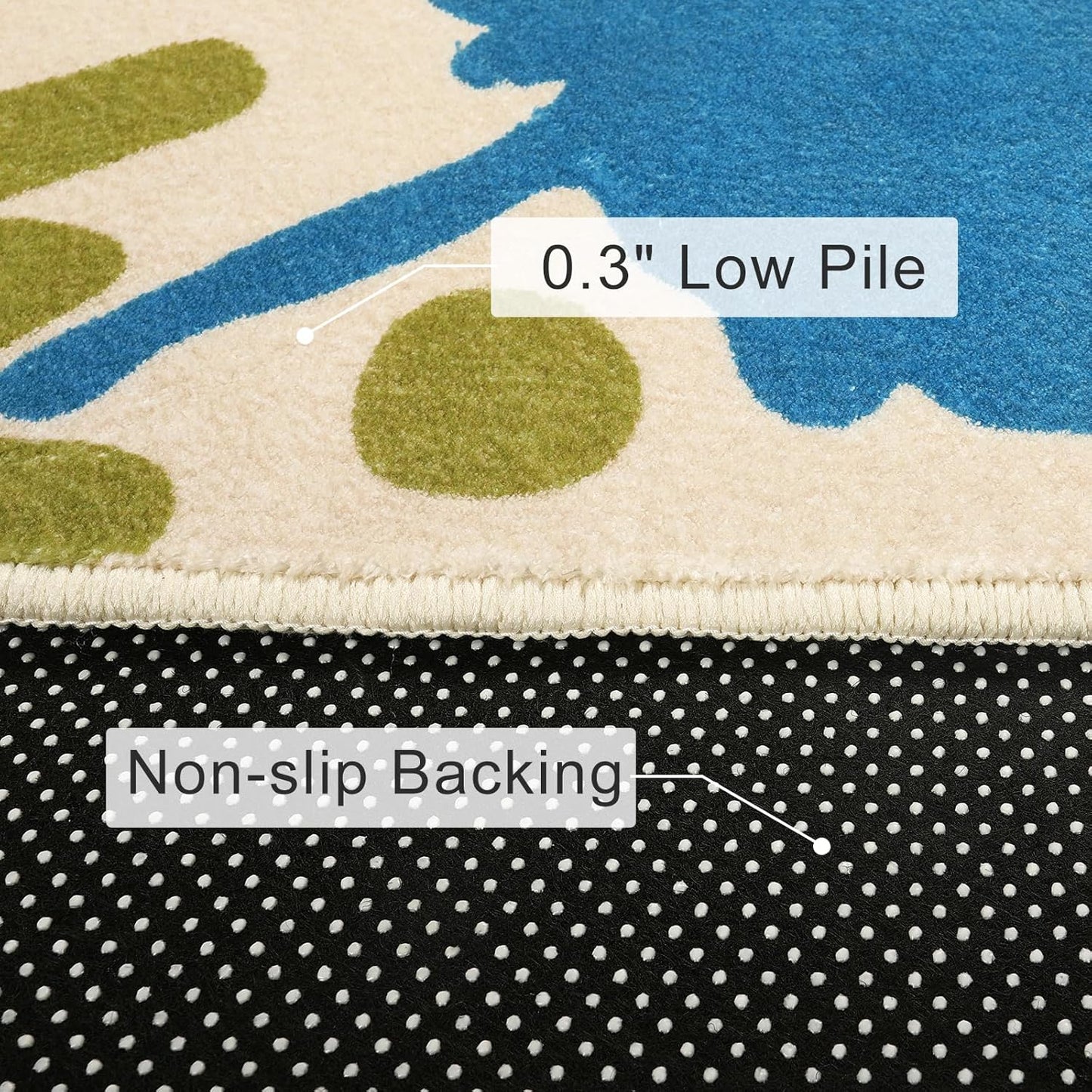 STARUIA Art Round Rug for Playroom, 4'x4' Colorful Kids Rug for Nursery, Non-Slip Small Circle Rugs for Kids Room, Machine Washable Bedroom Rugs Soft Circular Office Carpet for Preschool Dorm