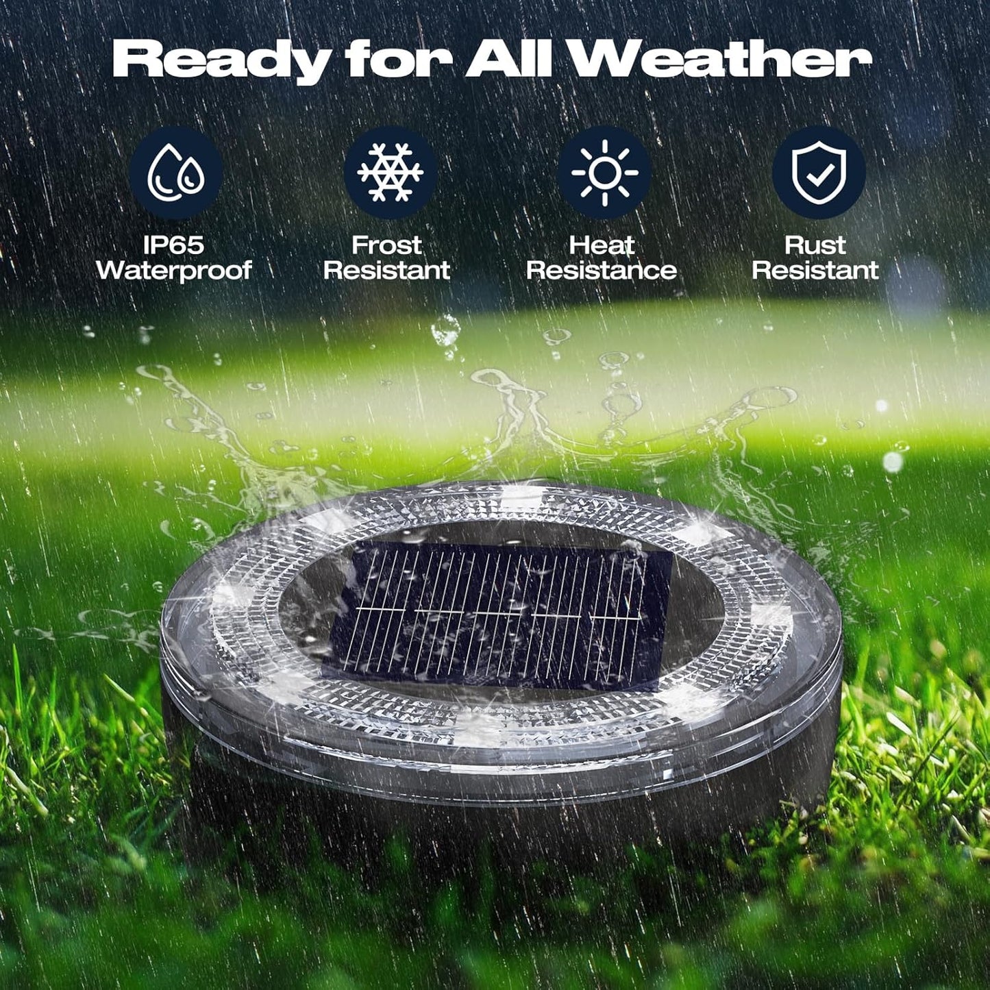 Mini Outdoor Solar Lights，8 Pack Solar Garden Lights for Outside IP65 Waterproof, 8 LED Disc Landscape Lighting for Garden Yard Driveway Walkway Poolside Deck Lawn Patio,Cold White