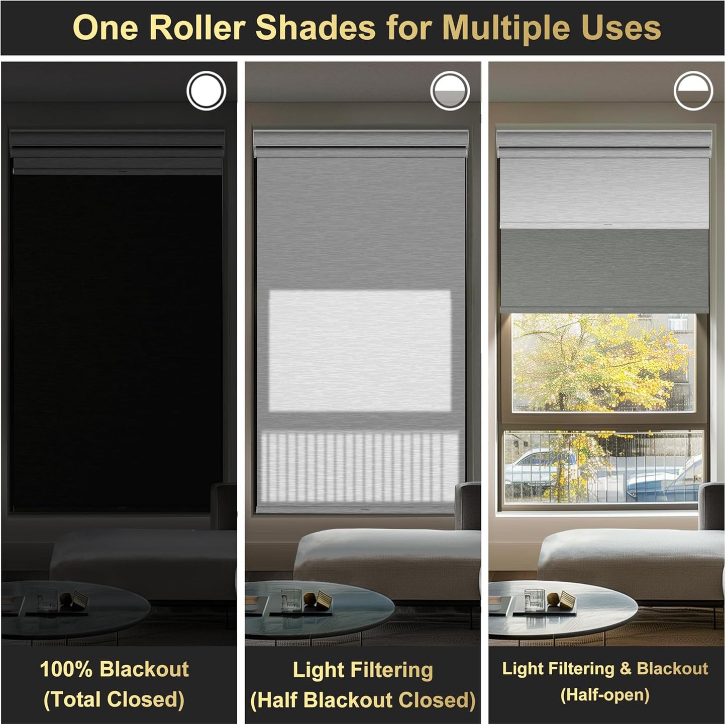 BERISSA Cordless Dual Roller Shades with Cassette Valance,Double Window Shades Blackout and Light Filtering Shades,Day and Night Roller Shades for Home Office Door.Grey and White.31 W x 72" H