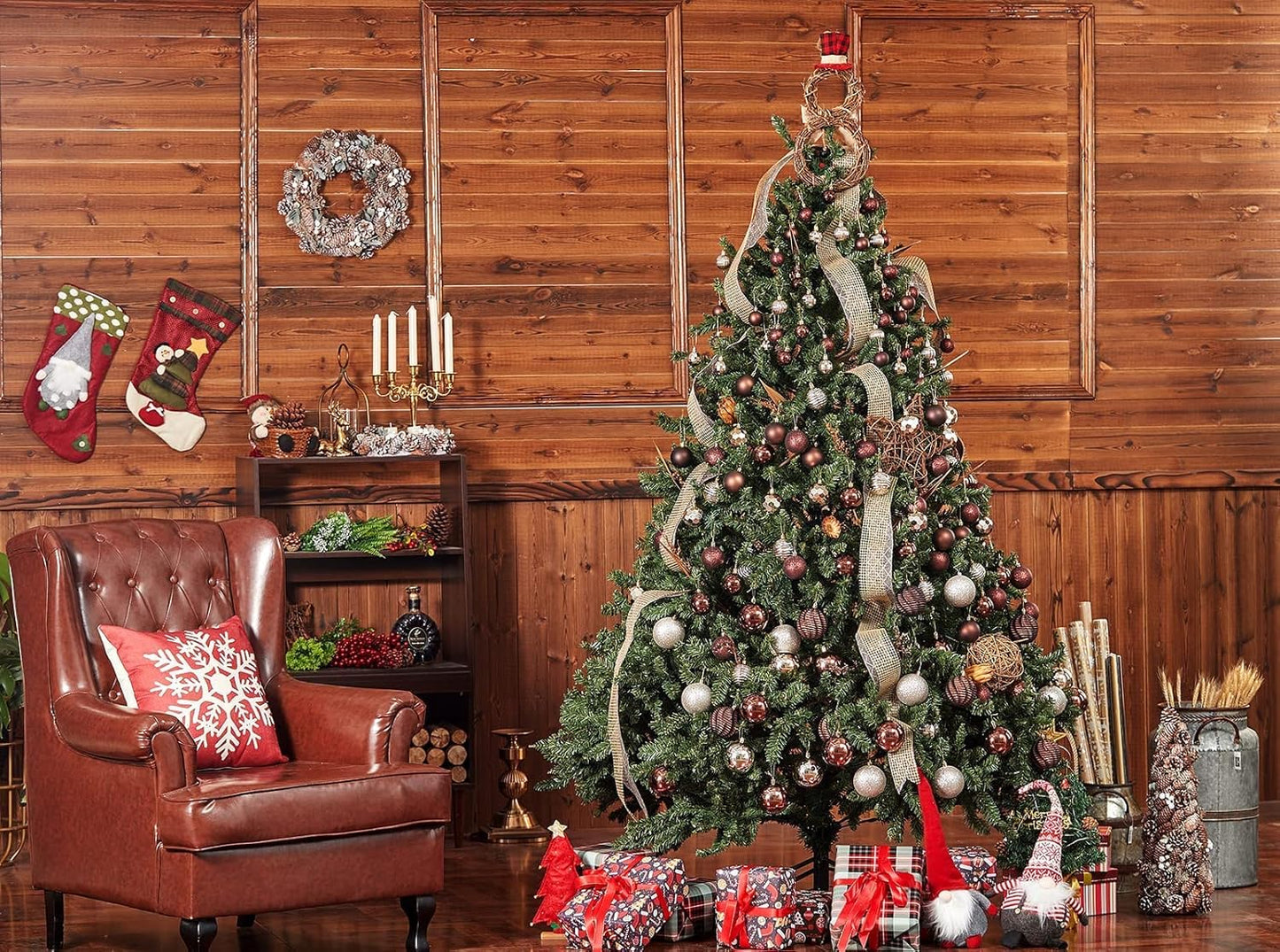 XmasExp 24ct Christmas Ball Ornaments Shatterproof Christmas Ornaments Set Decorations for Xmas Tree Balls(1.57''/40mm, Brown and Champagne)