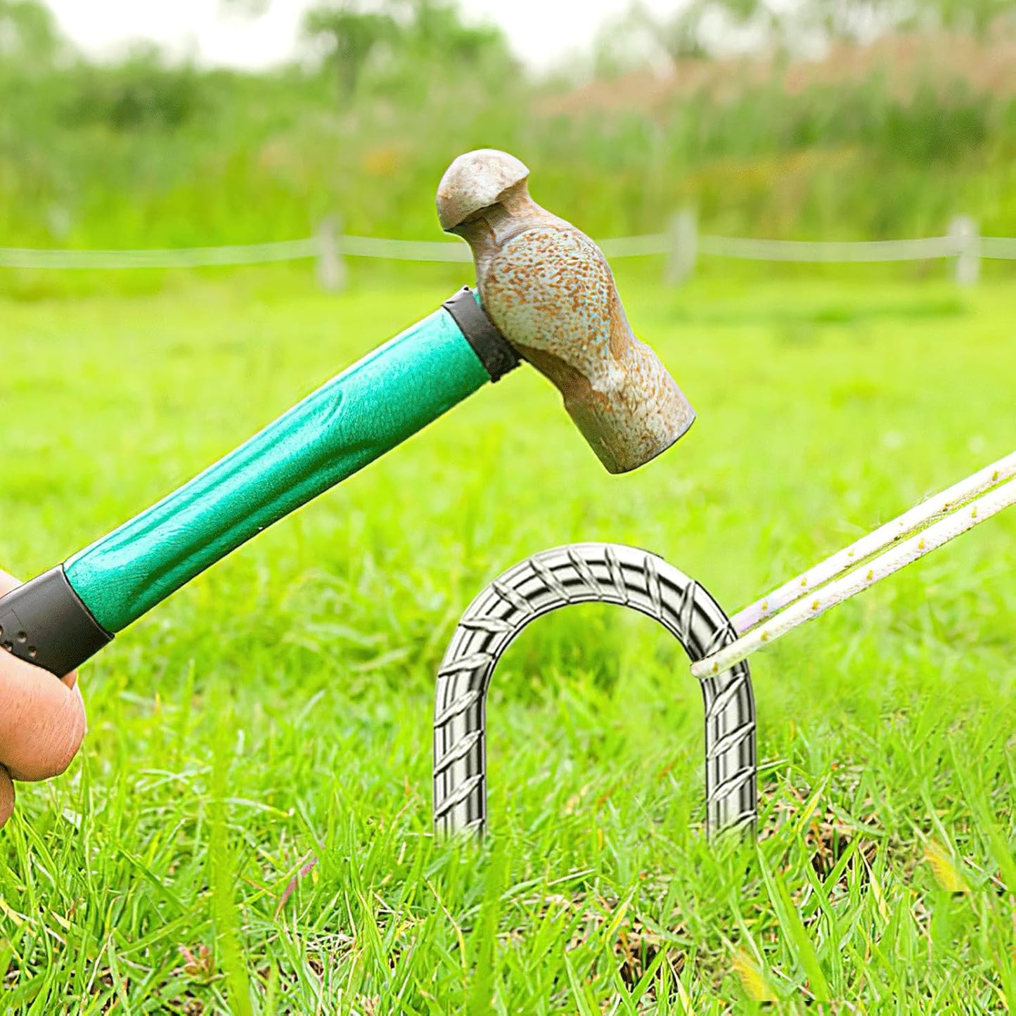 Rebar-Stakes-12-Inch, Ground Stakes Heavy Duty U-Hook Galvanized Anti-Rust Tent Stakes Heavy Duty Ground Anchors for Garden Dog Fence Chicken Coop Christmas Decorations Deer Fence 16pcs