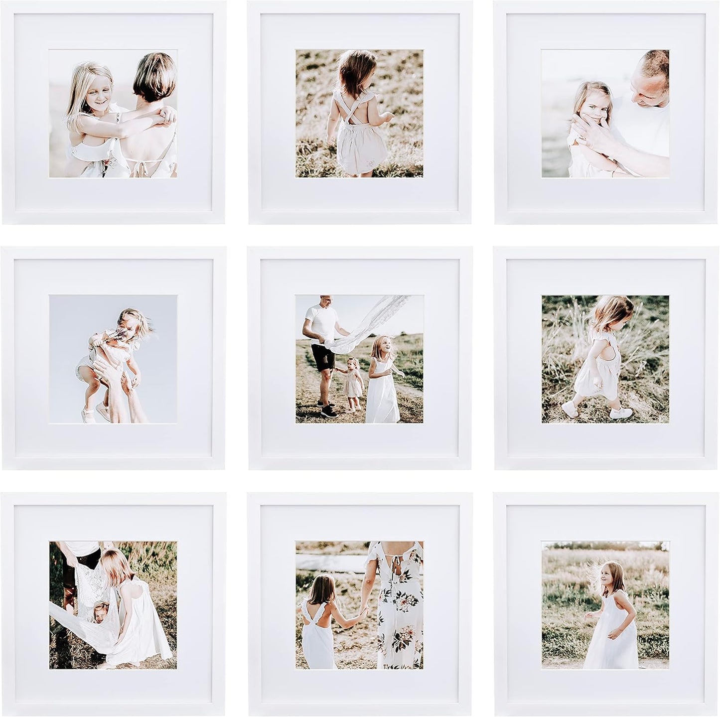 Sheffield Home 9 Piece Gallery Wall Frame Set, 12x12 Inch, White