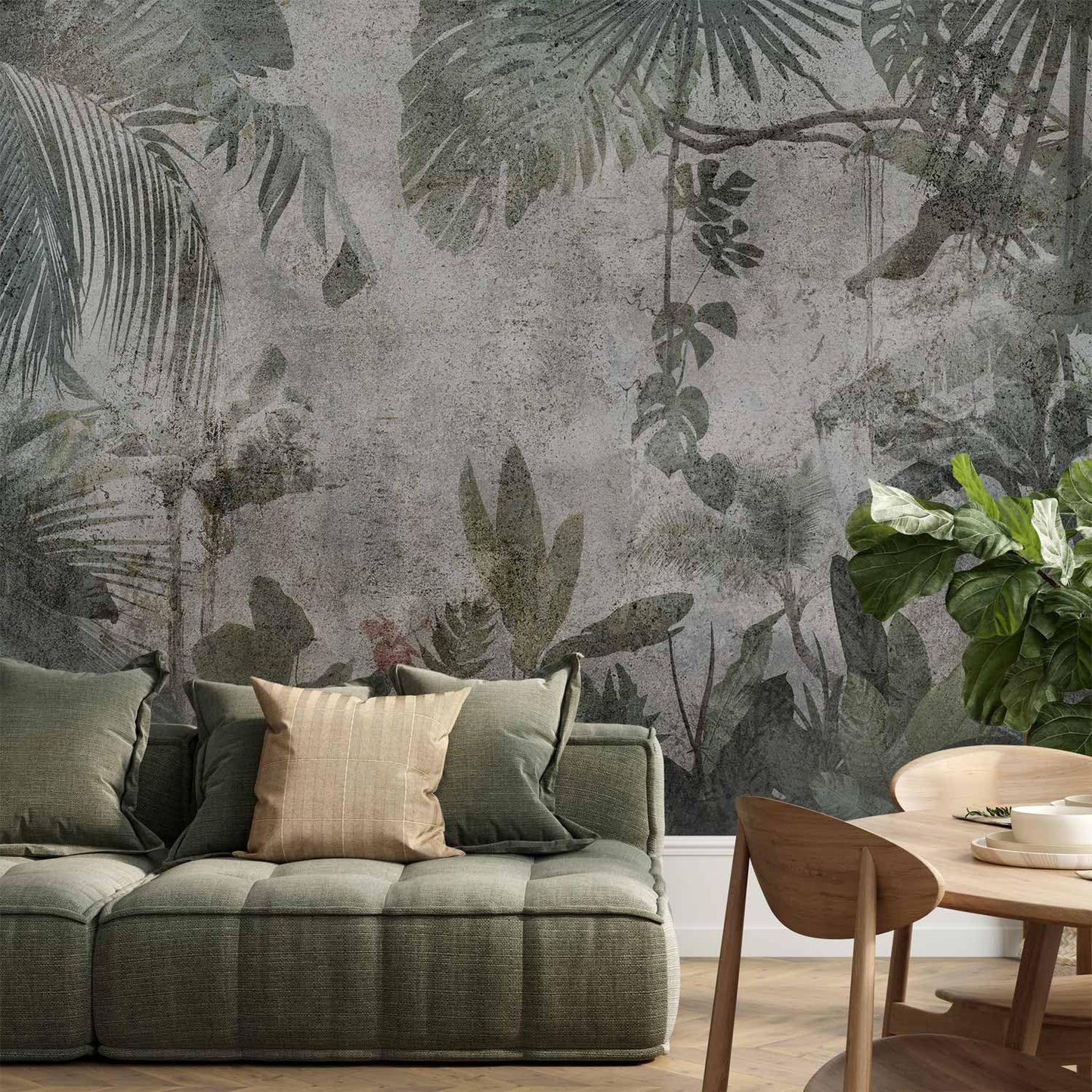 artgeist Wall Mural Tropical Leaves 157x110 in - XXL Non-Woven Wallpaper Fleece Wall Decor Photo Print Picture Image Design Landscape Jungle Nature Monstera Palm Leaves b-C-0821-a-a