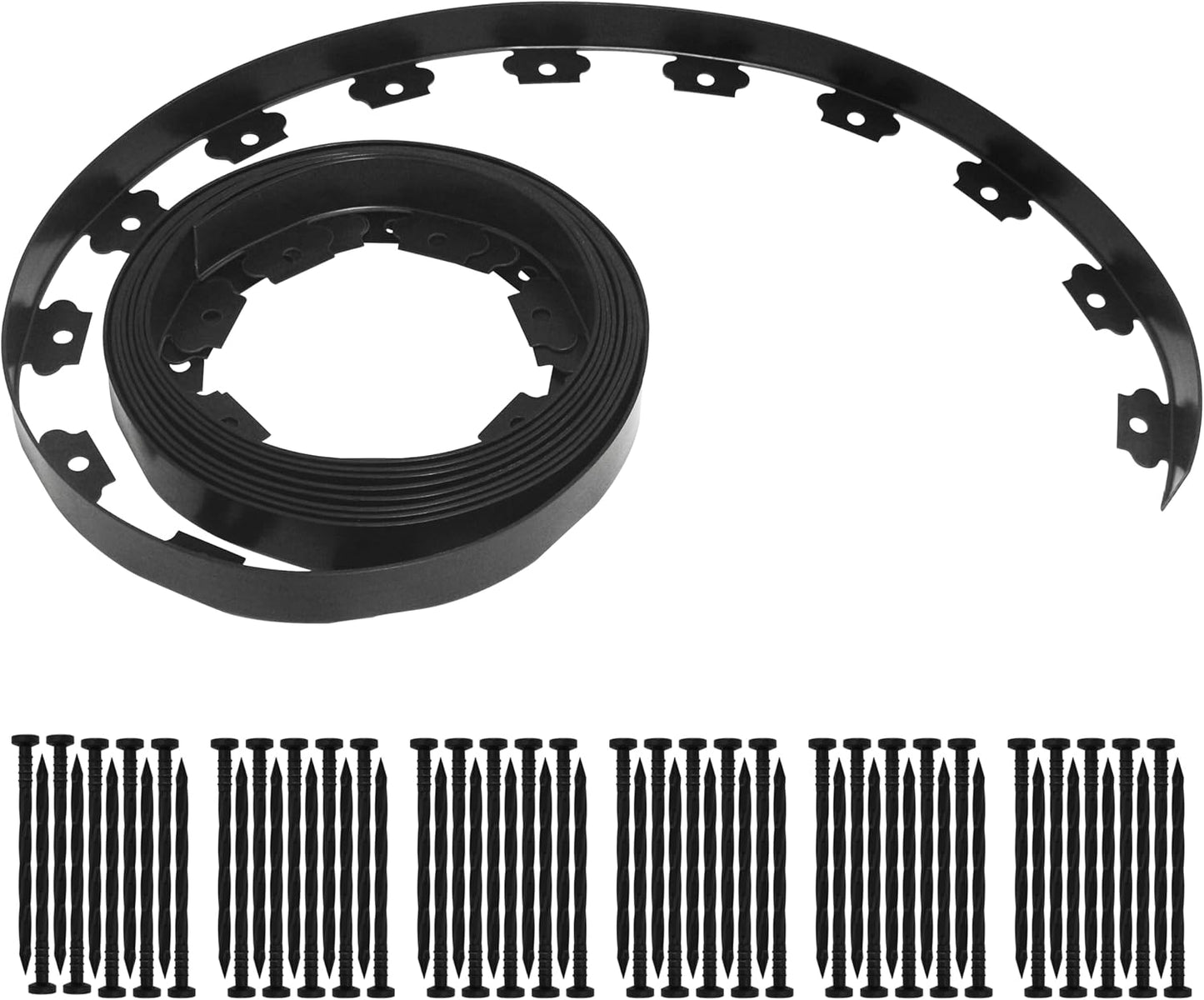 Gardzen 1.5" x 40' Landscape Edging Kit, Garden Edging Coil Comes with 40 Pcs Spikes, No Dig Lawn Border Design