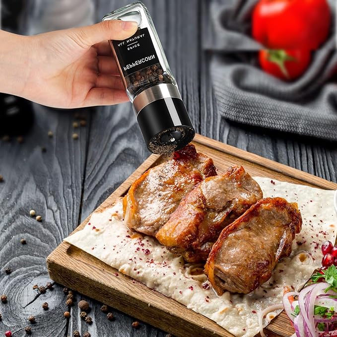 Yangbaga 24Pcs Glass Spice Jars with Labels-4OZ Wood Lid Square Spice Containers with Pepper Grinder Lids &Funnel,Seasoning Jars for Rack Cabinet Drawer