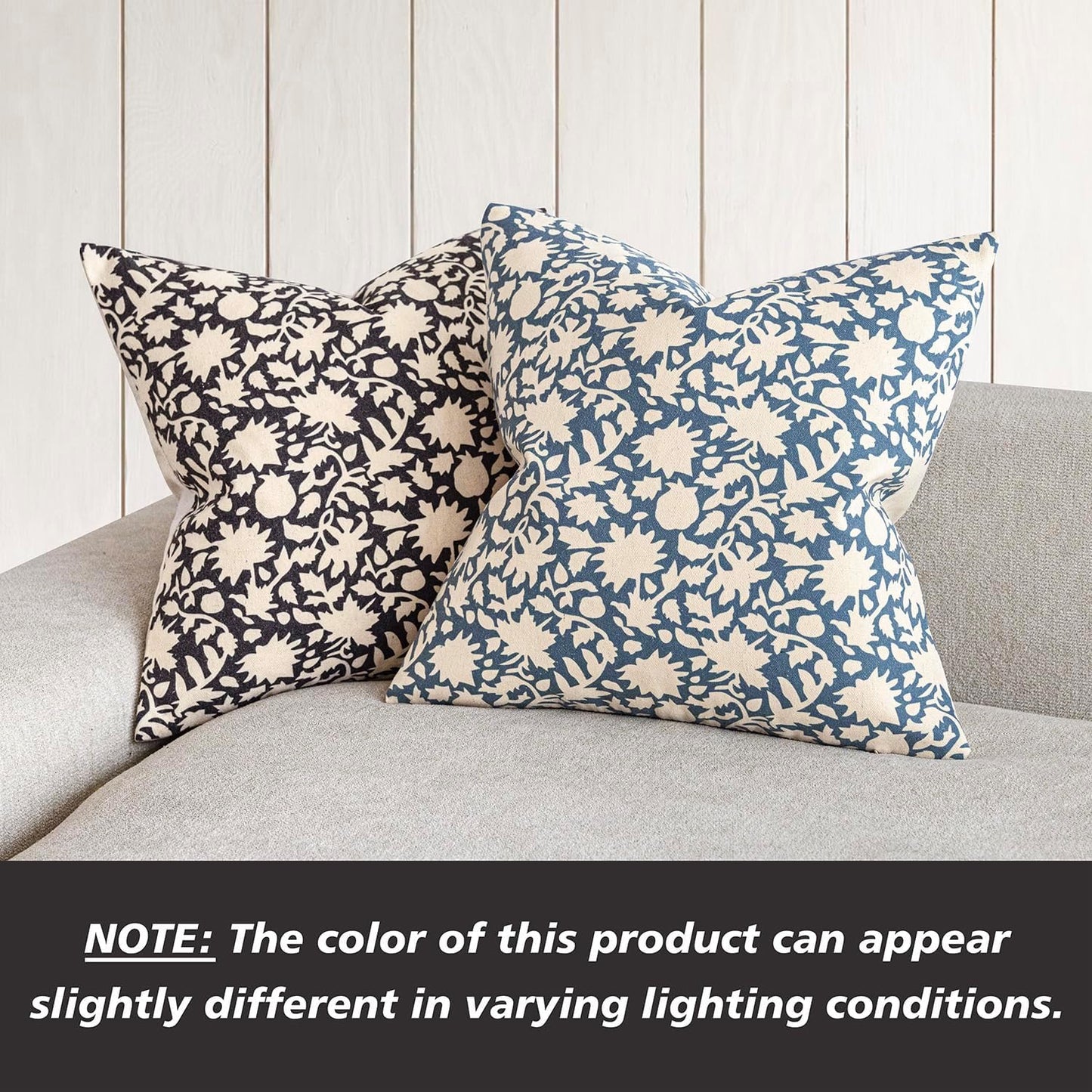 Foindtower Set of 2 Decorative Neutral Floral Throw Pillow Covers Accent Farmhouse Cushion Covers Boho Vintage Pillowcase for Couch Sofa Bedroom Living Room Home Decor Outdoor18×18 Inch,Black