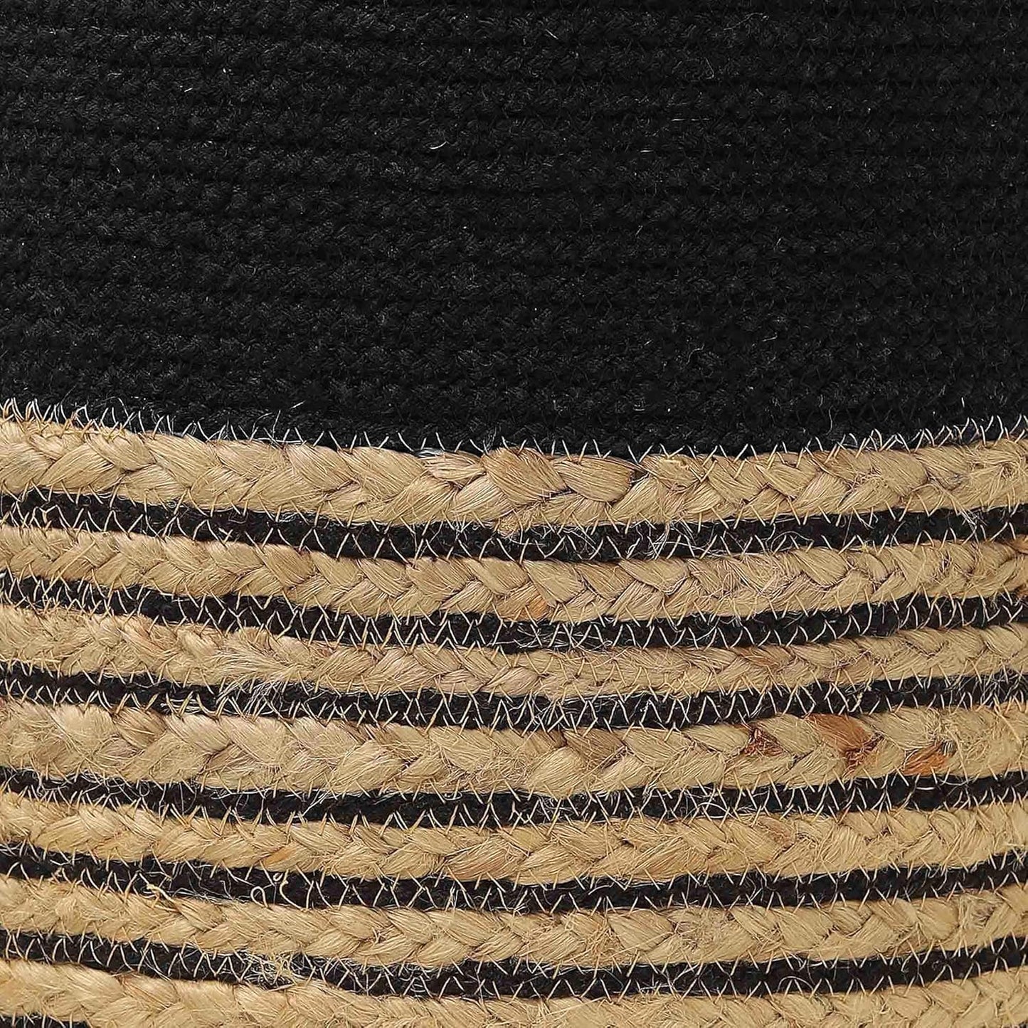 REDEARTH · Cylindrical Pouf Ottoman - Braided Pouffe Accent Sitting Round Footrest for Living Room, Bedroom, Nursery, kidsroom, Patio ; 70% Cotton 30% Jute, Set of 2 (14.5x14.5x16; Black Natural)