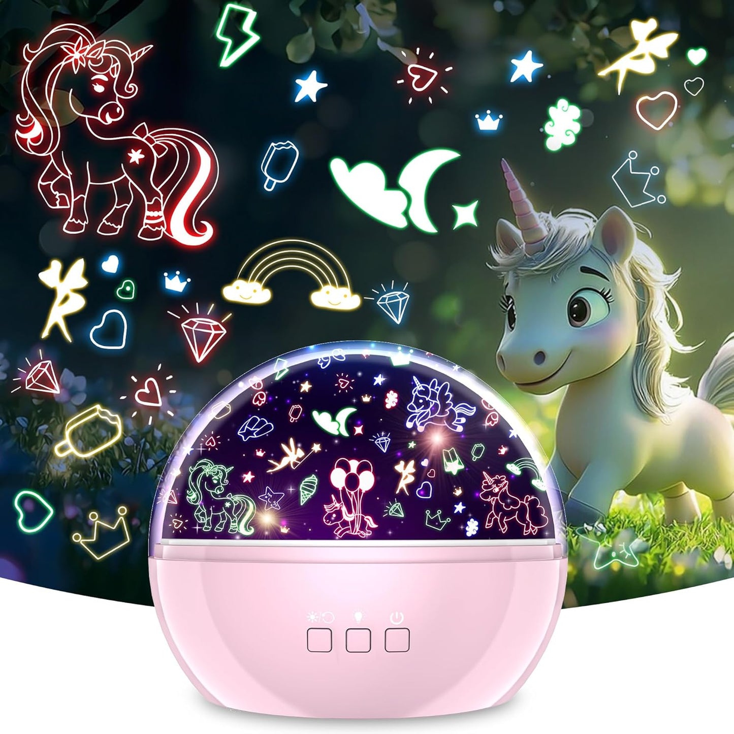 Star Projector Night Light for Kids,Baby Night Lights with Unicorn and Star Theme,360 Degree Rotation,15 Mode Color Changing,Birthday Gift Toys