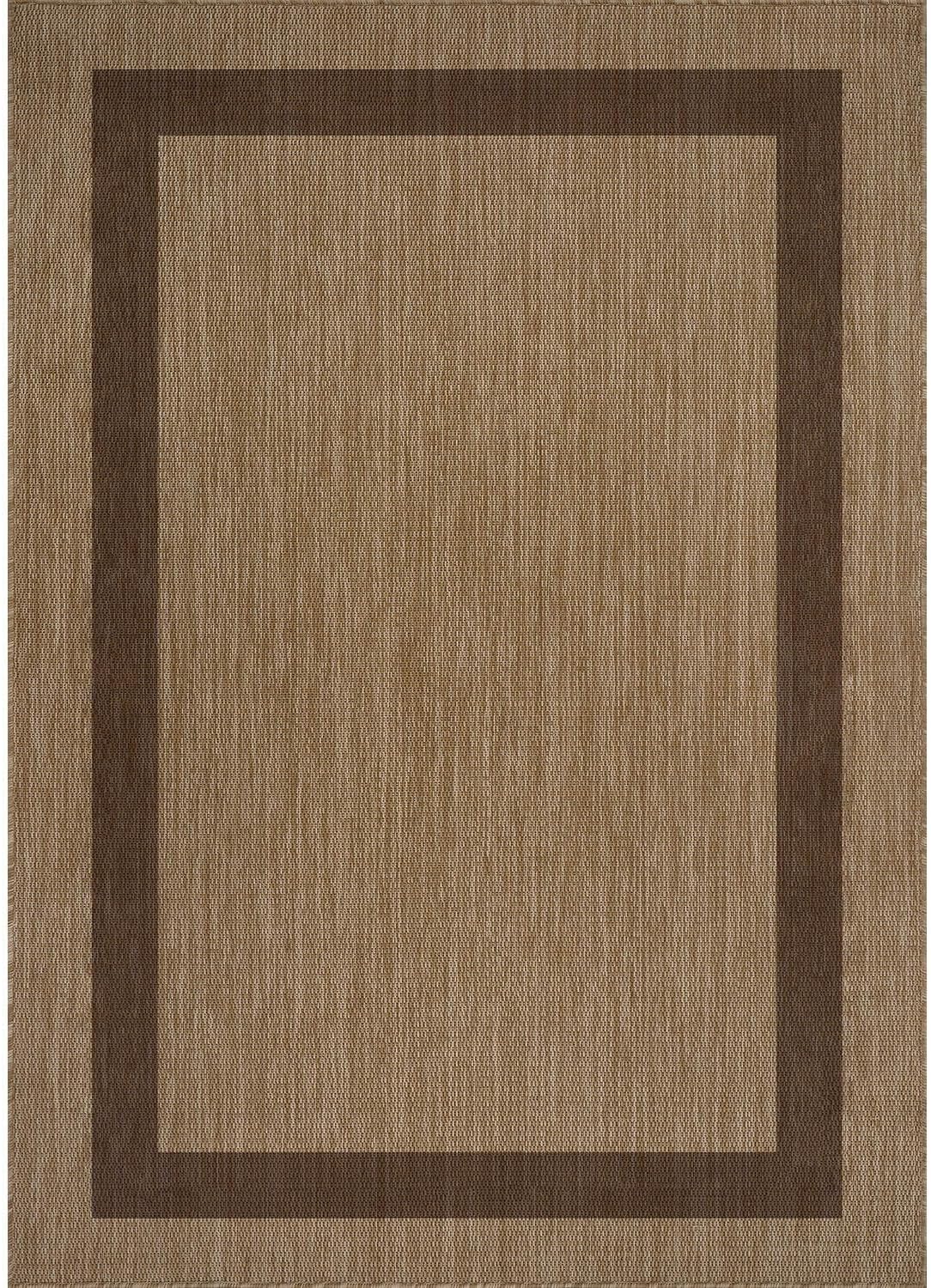 CAMILSON Outdoor Rug 10x14 - Large Modern Outside Rugs for Patios Porches Waterproof Durable Washable Non-Shedding, Easy-to-Clean Indoor Outdoor Area Carpet (10 x 14, Bordered - Jute)