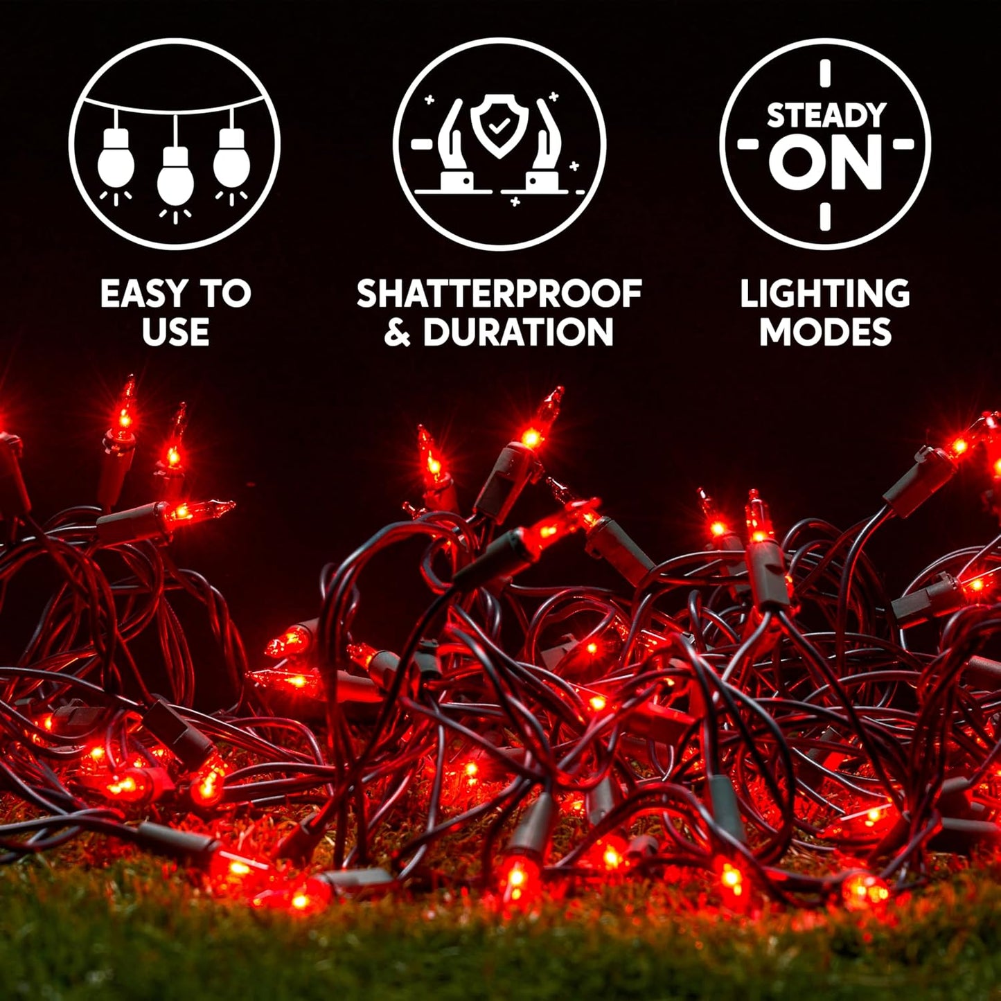 Joiedomi Red Christmas Lights Outdoor,42.8FT Christmas Tree Lights Outside,200(2x100) Count String Lights,Green Wire Xmas Lights for Decorations Indoor Holiday Theme Party Yard House