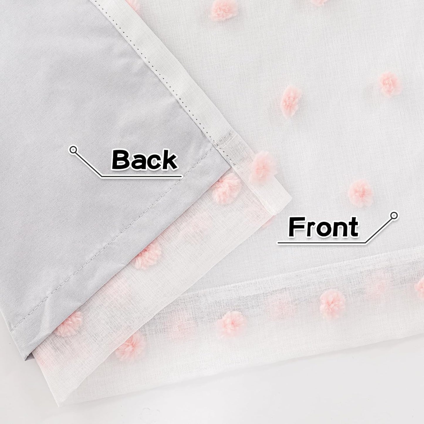 MYSKY HOME Pink Pom Pom Blackout Curtains for Girls Bedroom 54 Inch Long 100% Blackout Curtains for Kids Room 2 Panels Room Darkening Small Window Treatment Grommet 2 Layered Drapes Toddler 52W x 54L