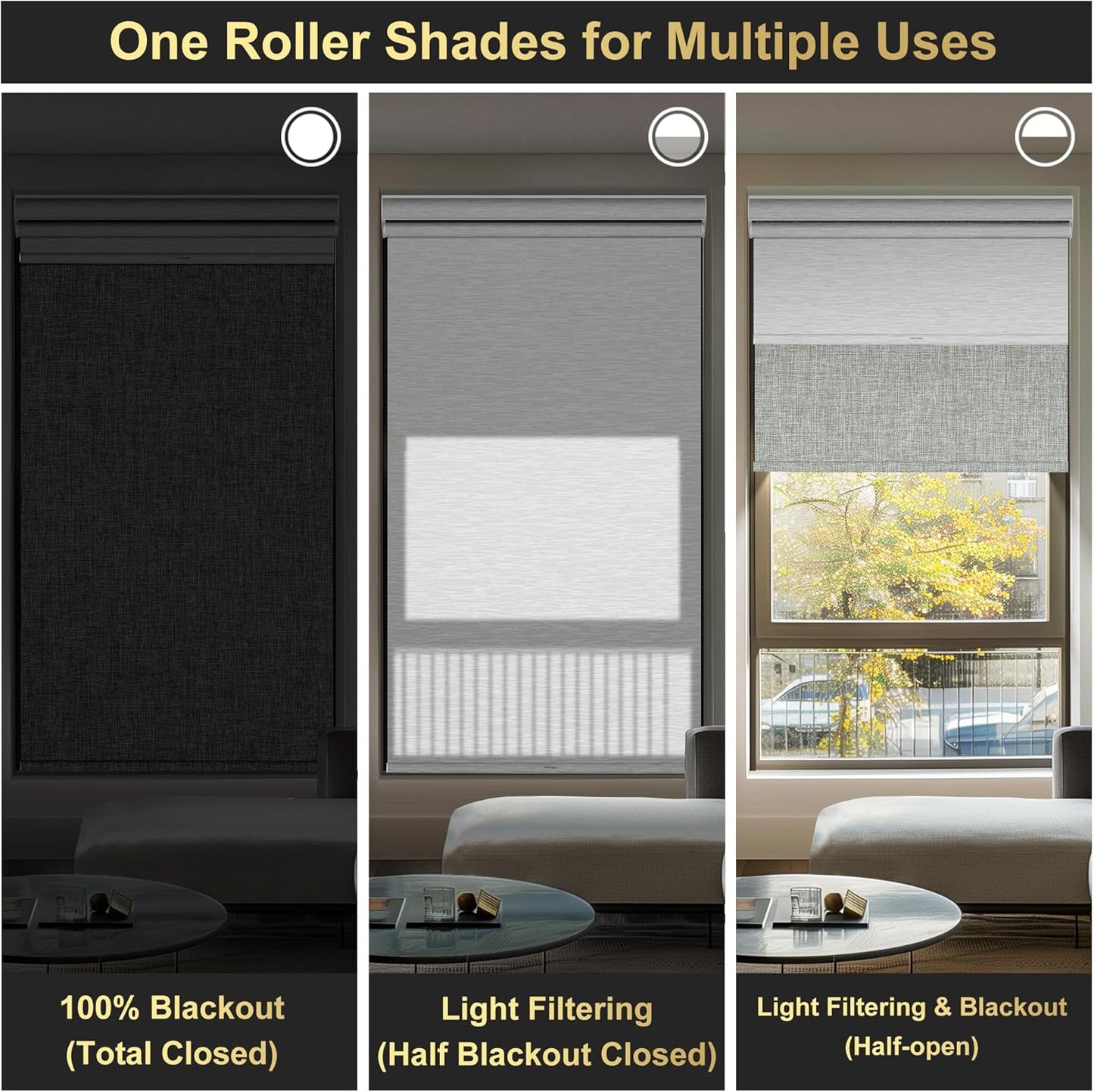 BERISSA Cordless Dual Roller Shades with Cassette Valance,Double Window Shades Blackout and Light Filtering Shades,Day and Night Roller Shades for Home Office Door.Linen Grey and White.66 W x 72" H