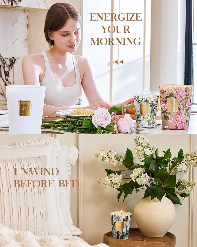 M&SENSE Summer Sea Air Scented Candle Home Decor, Natural Soy Wax,4.1oz 60 Hours Long Lasting Slow Burning, Aromatherapy Candle for Stress Relief